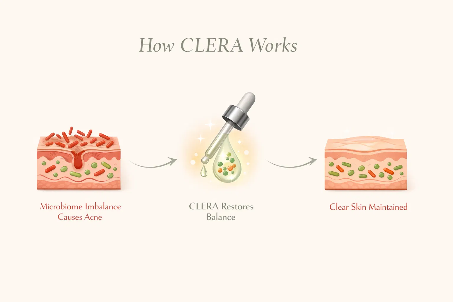 How CLERA works — 3 step microbiome diagram