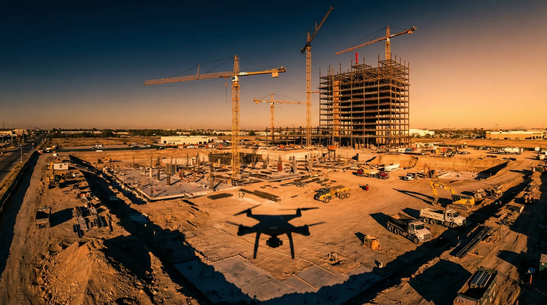 Aerial view of construction site