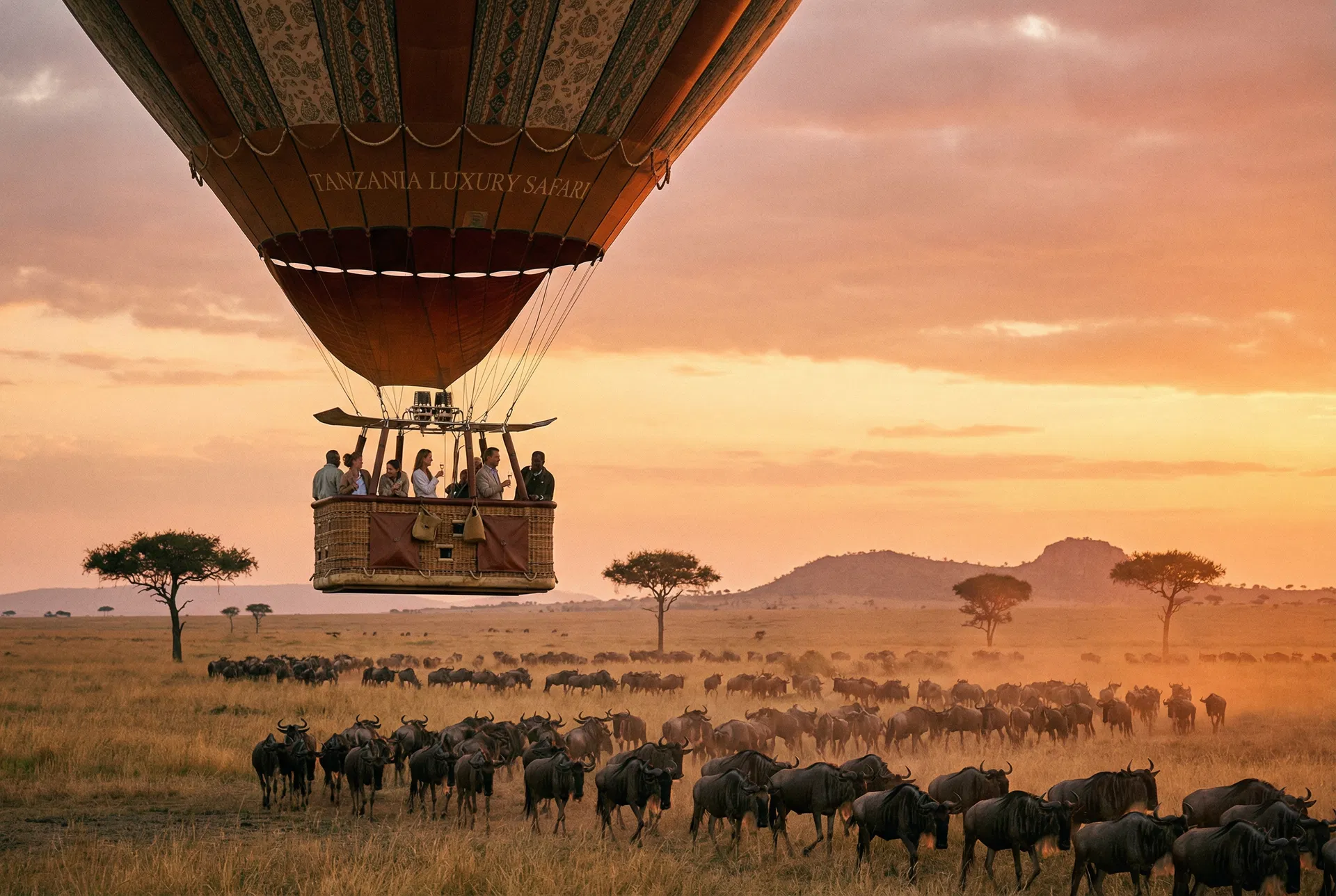 Hot air balloon over the Serengeti