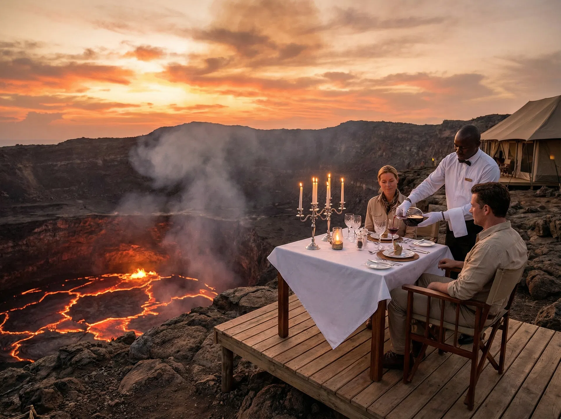 Private dinner on a volcano crater