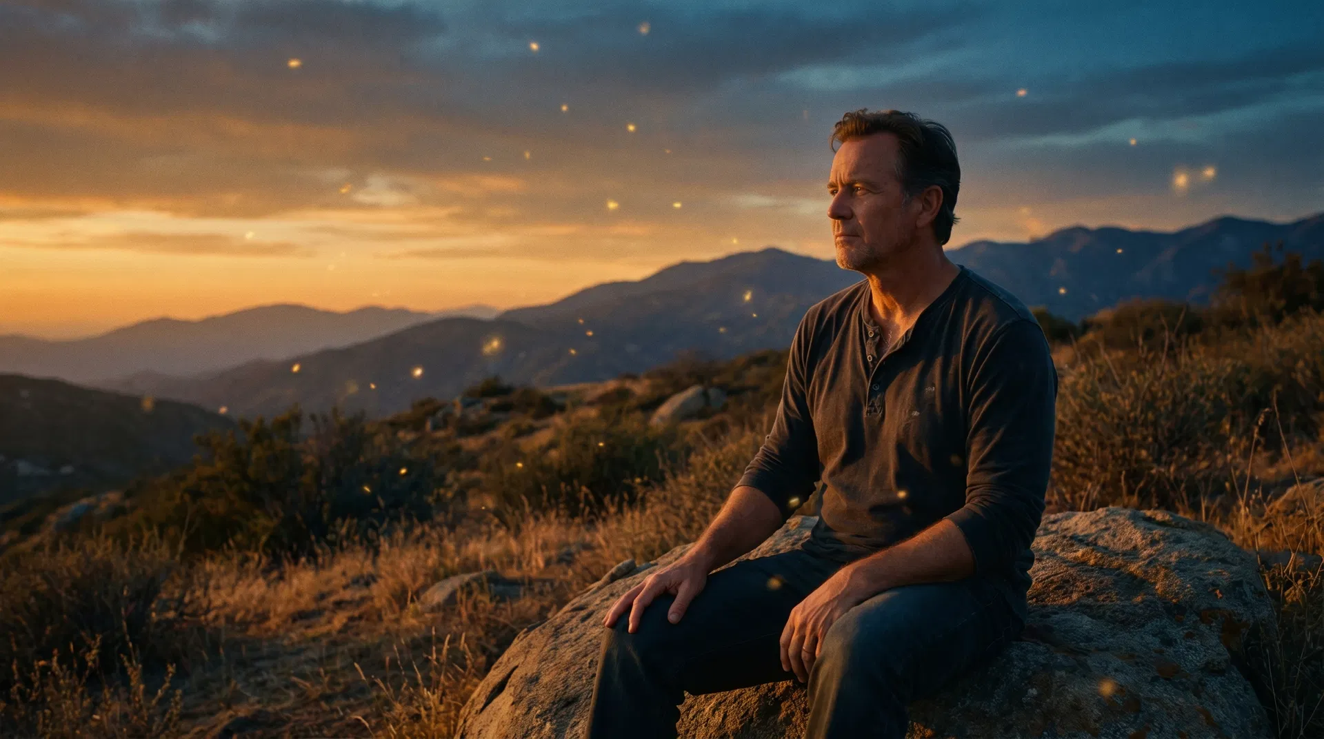 Veteran overlooking valley