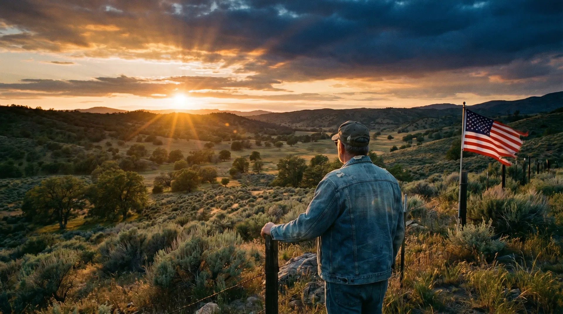 Veteran overlooking valley