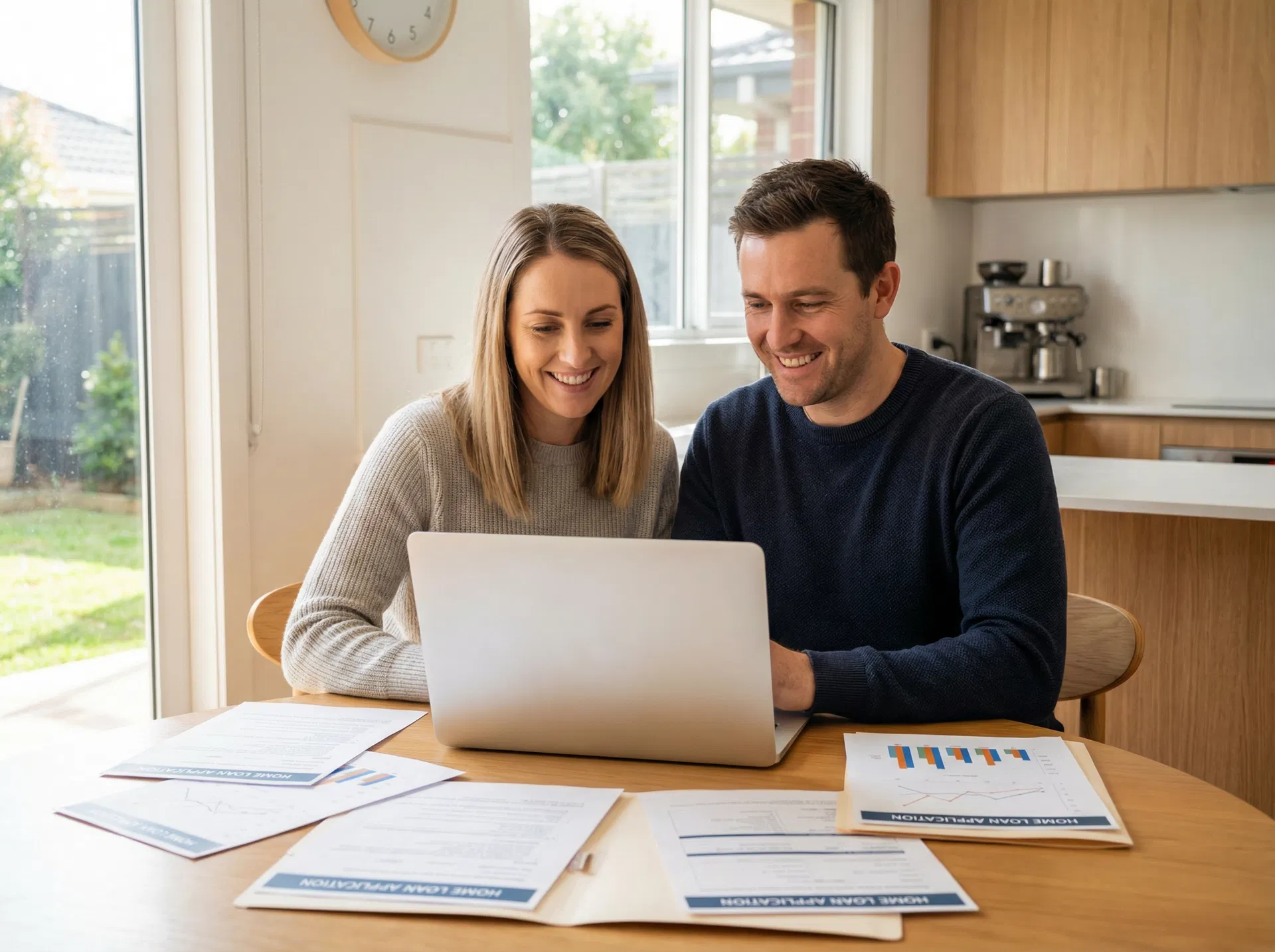 Australian couple reviewing home loan