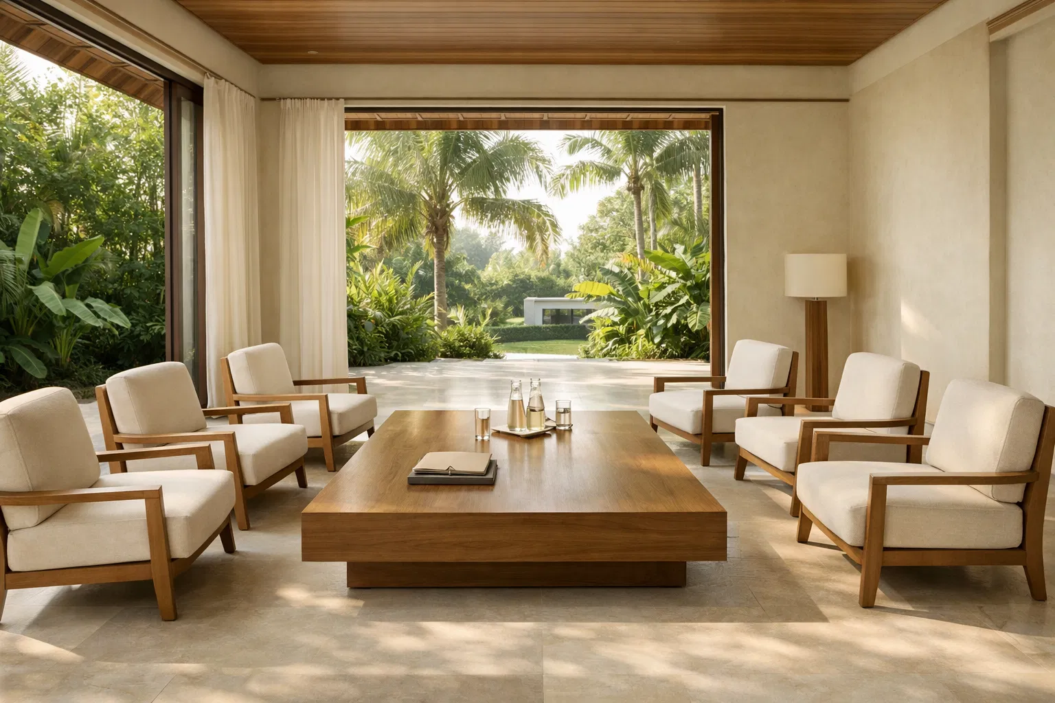 Mastermind session room in a tropical villa