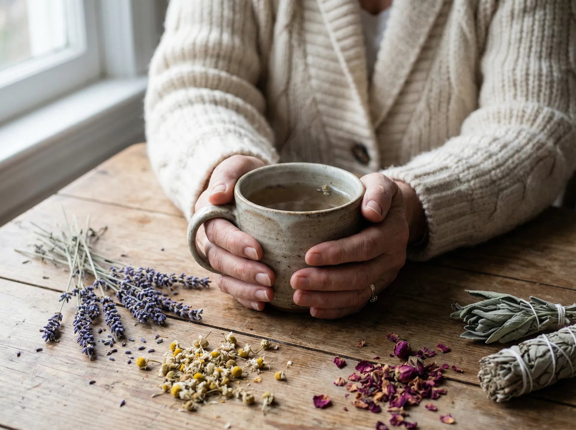 Vrouw met kruidenthee