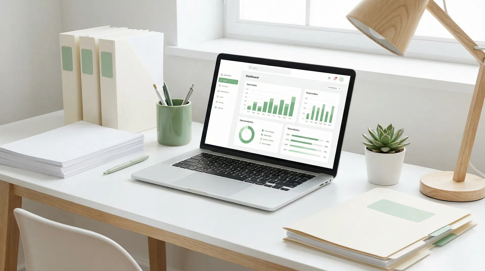Organized desk with dashboard and documents
