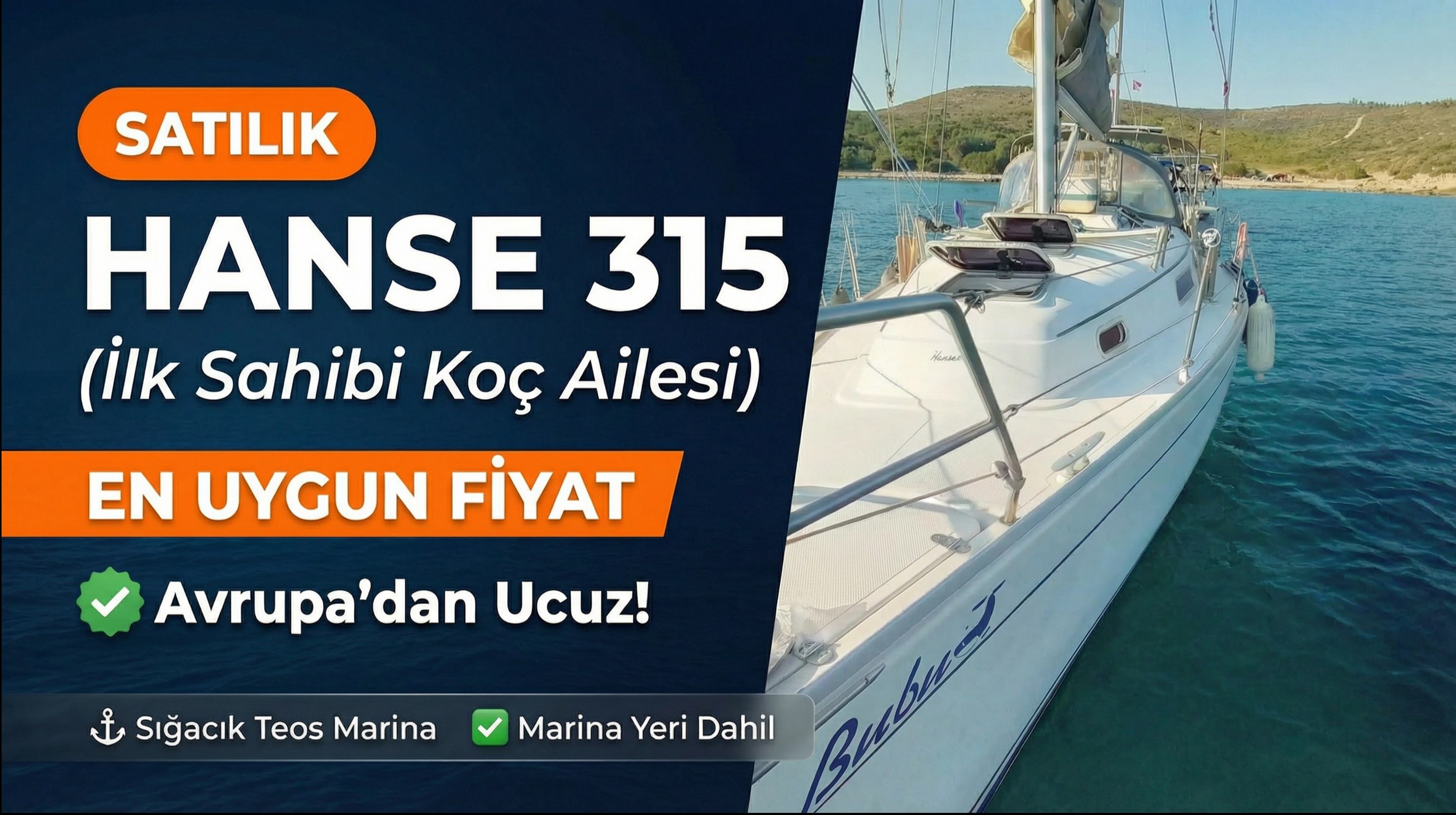 Avrupa'nın En Ucuz Yelkenlisi! Hanse 315 - Yelkenli satılık, Sığacık Teos Marina