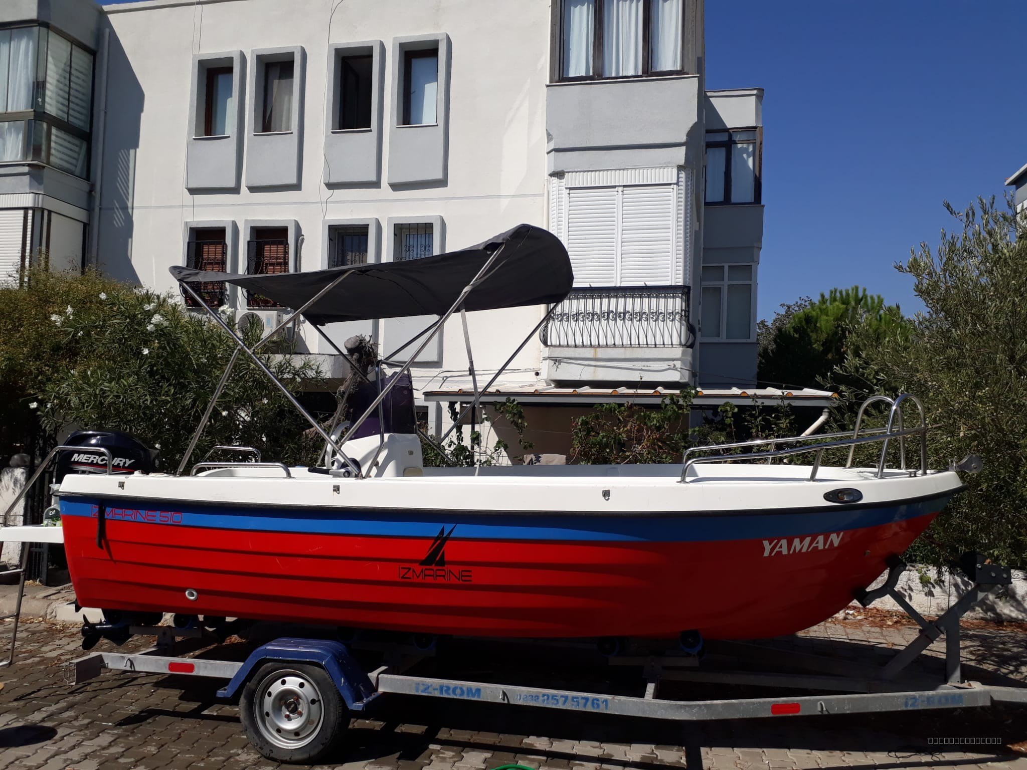 İzmir'de 5.10m 60HP Mercury Denize Hazır, Masrafsız + Römork//ACİL