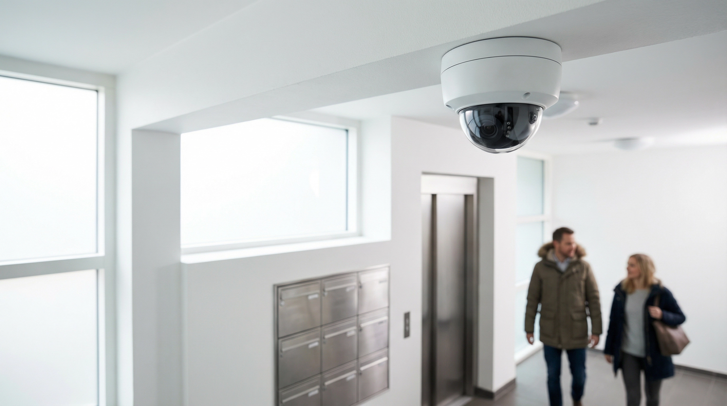 Boligforening med CCTV kamera monteret ved indgang til fællesareal og parkeringsplads