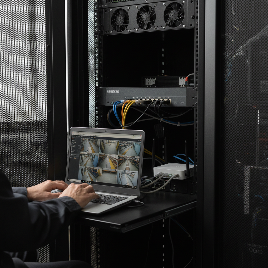 Sammenligning af cloud-ikon og en NVR-enhed, der symboliserer lagringsløsninger til videoovervågning