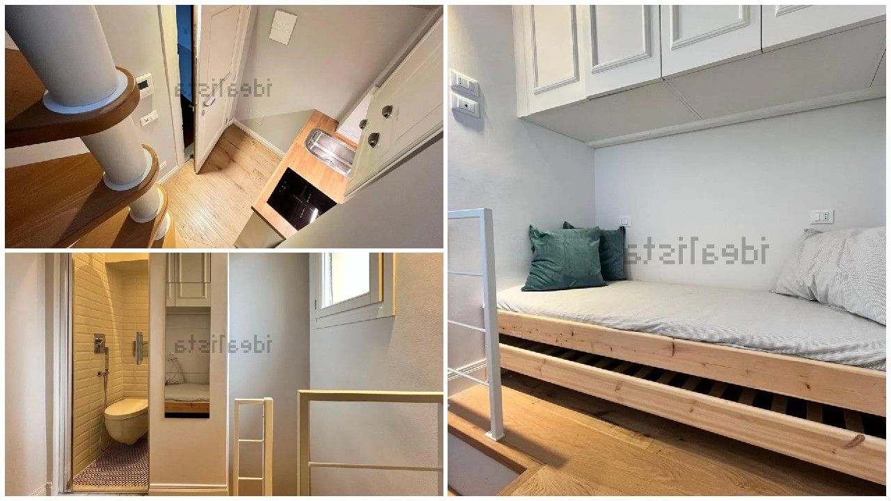 Garsoniera în care faci doi pași și ai terminat turul se vinde cu 115.000 euro. Proprietatea cât un dressing se află în Florența
