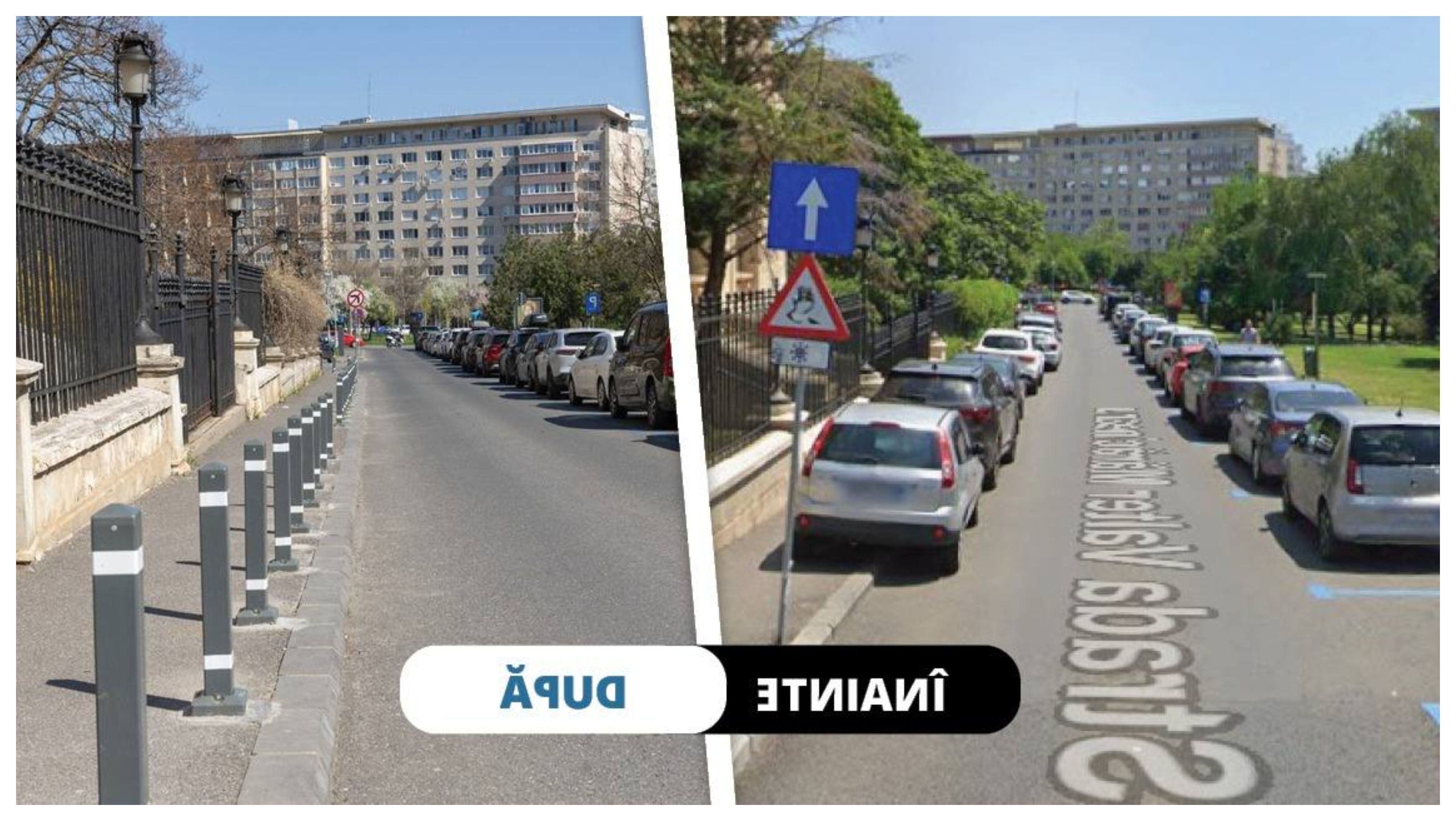 București: Stâlpișori noi pe trotuare, pentru a opri haosul parcărilor.