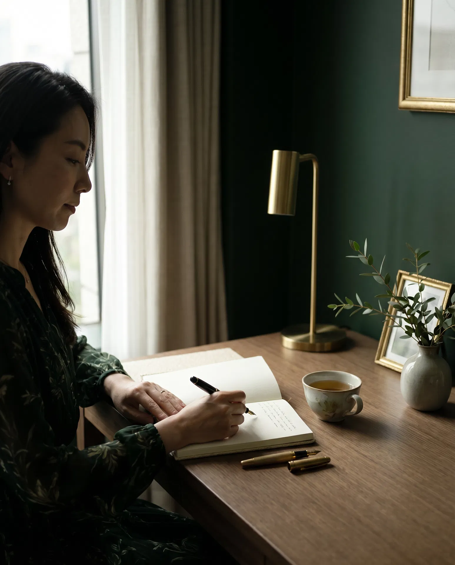 ノートに思いを書き留める静かな時間