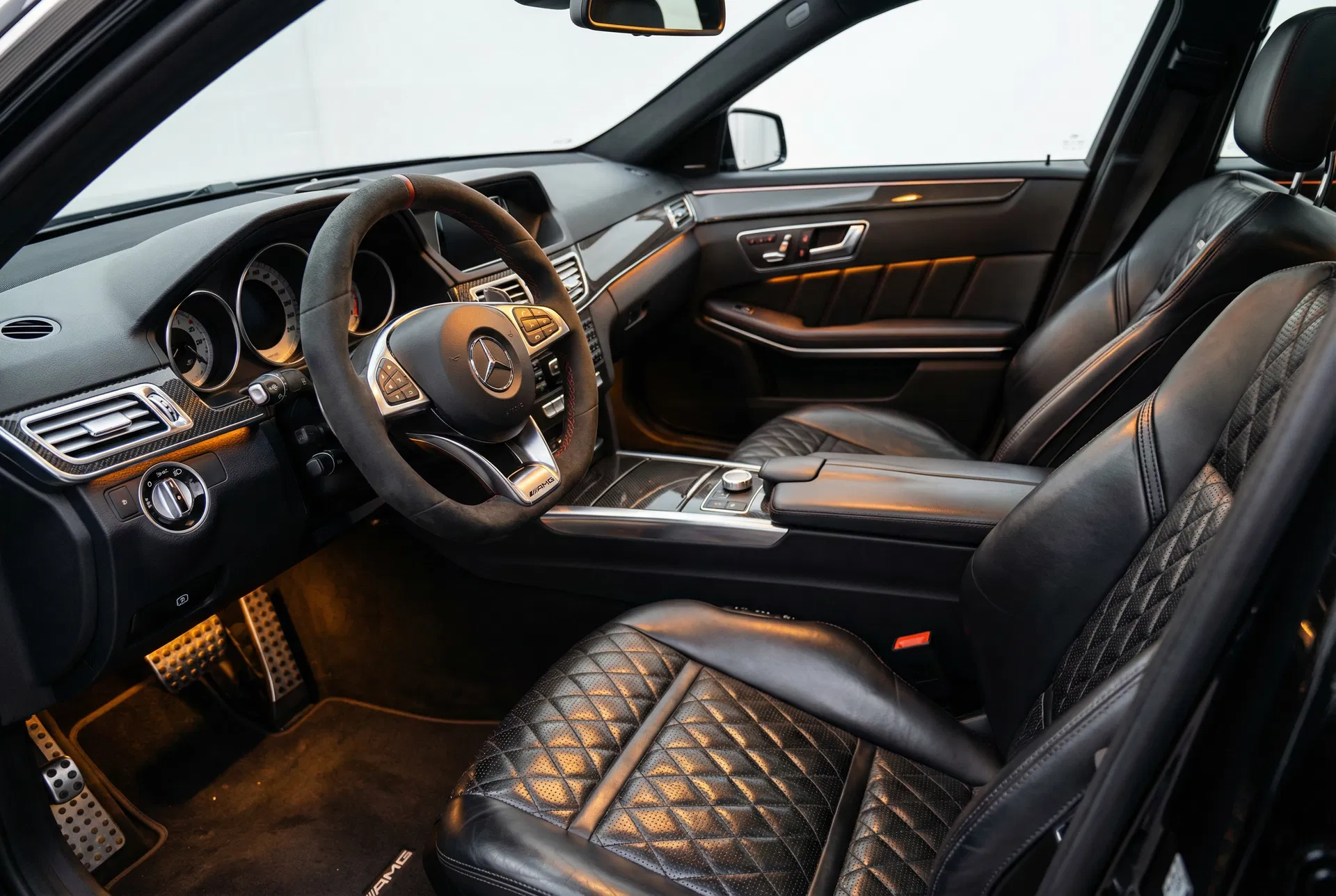Mercedes-AMG interior with diamond quilted leather seats detailed