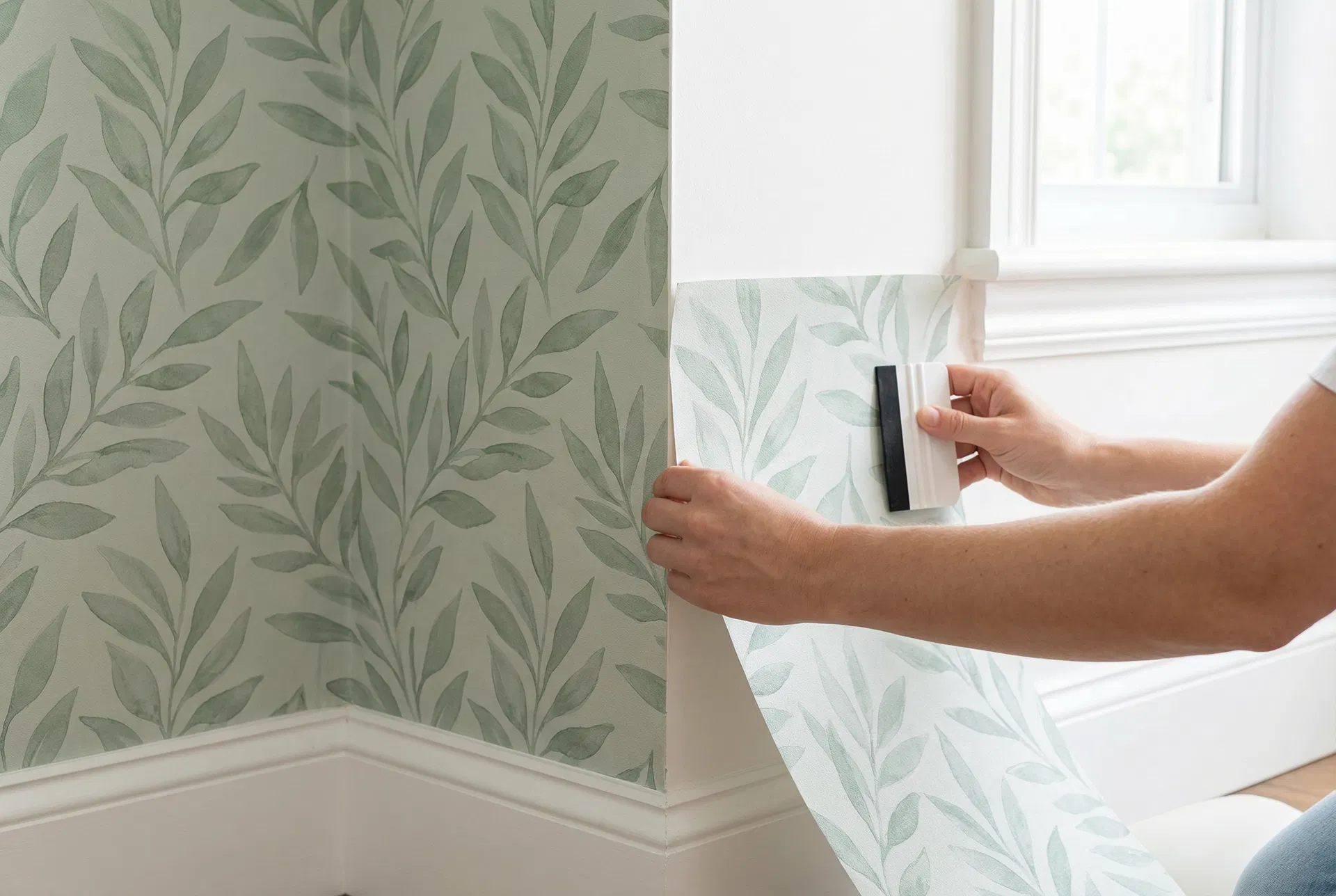 Wrapping wallpaper around an internal corner