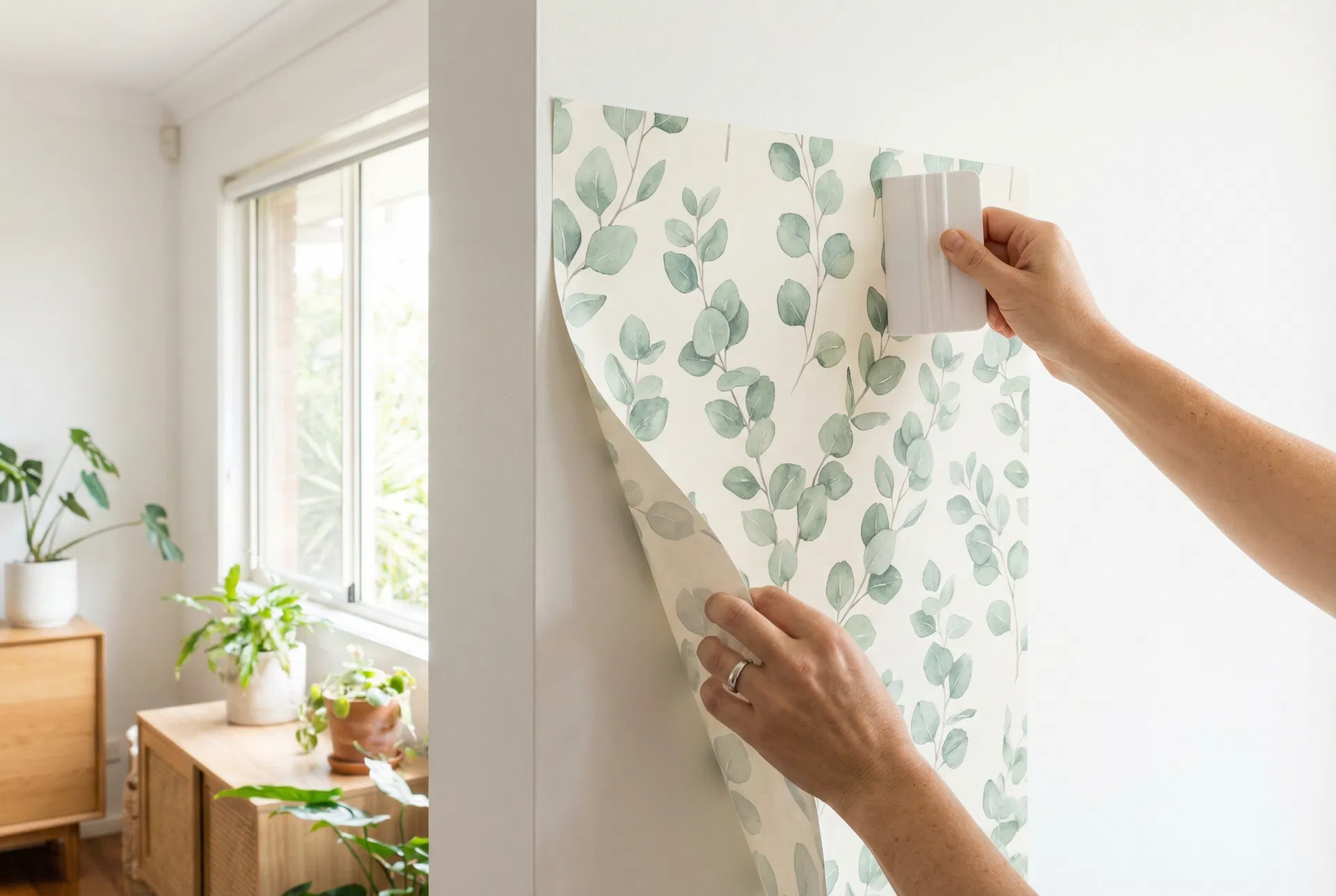 Peel-and-smooth wallpaper installation technique