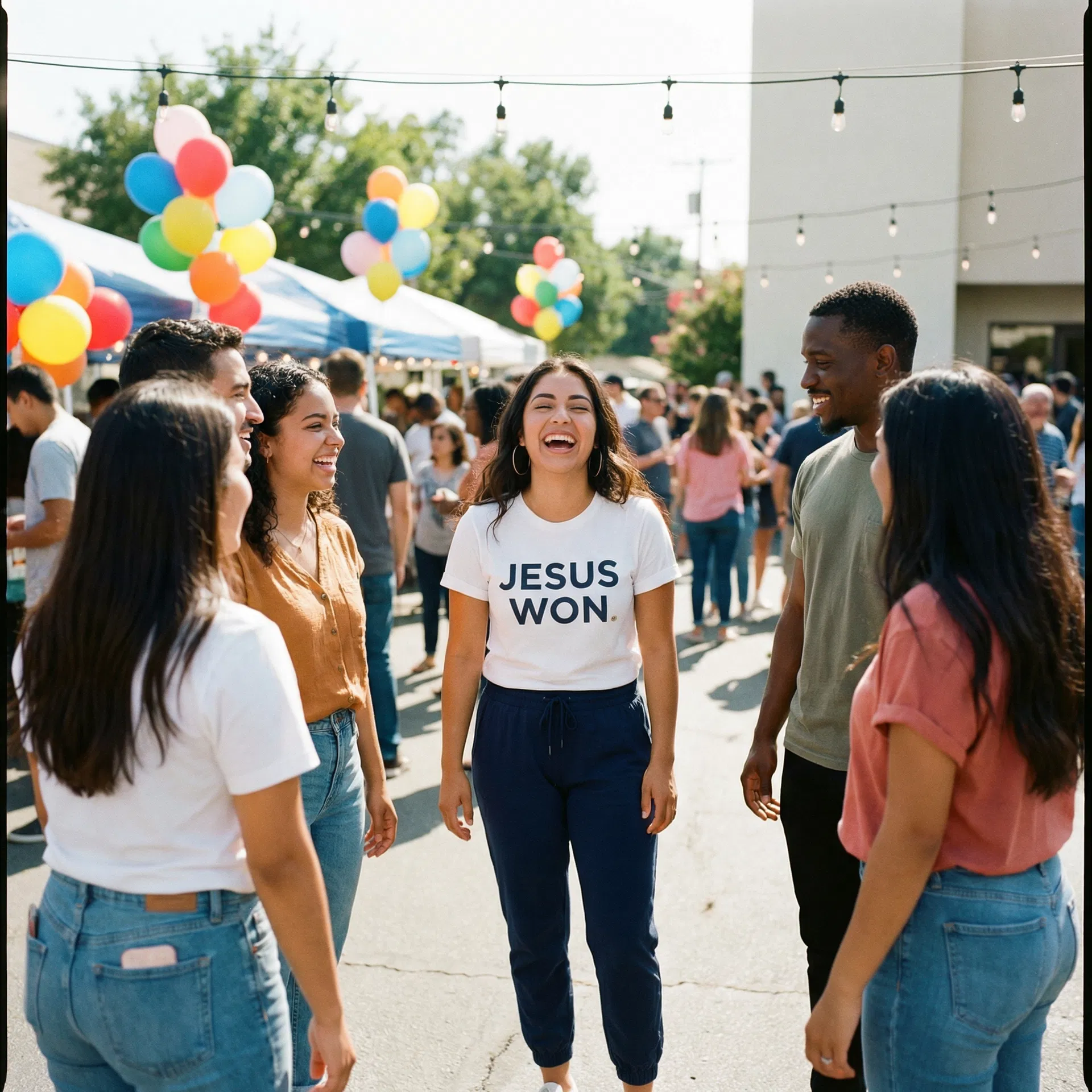 Church family wearing Jesus Won together 🎉 #CommunityOfFaith