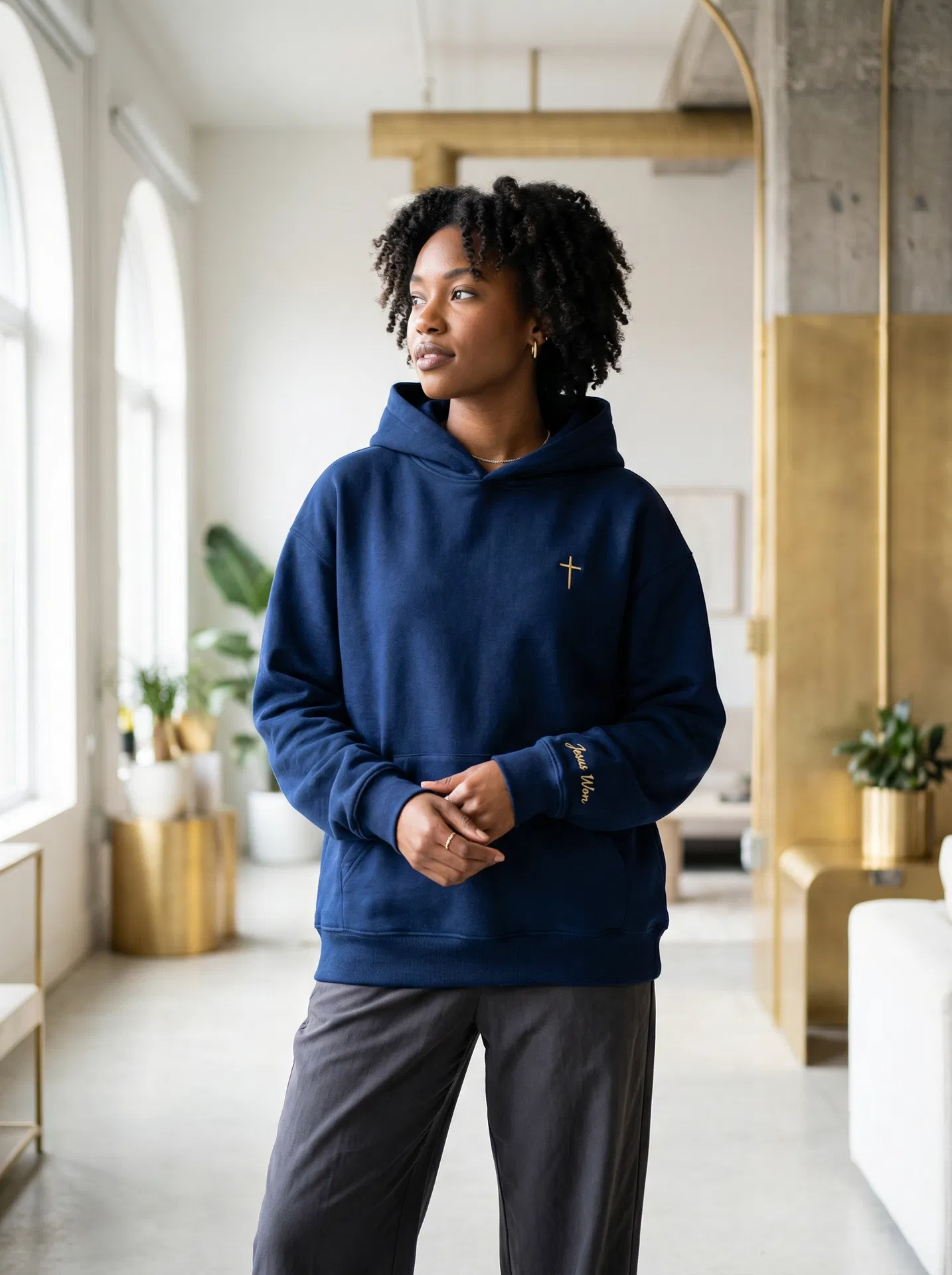 Divine Oversized Hoodie — Deep Navy