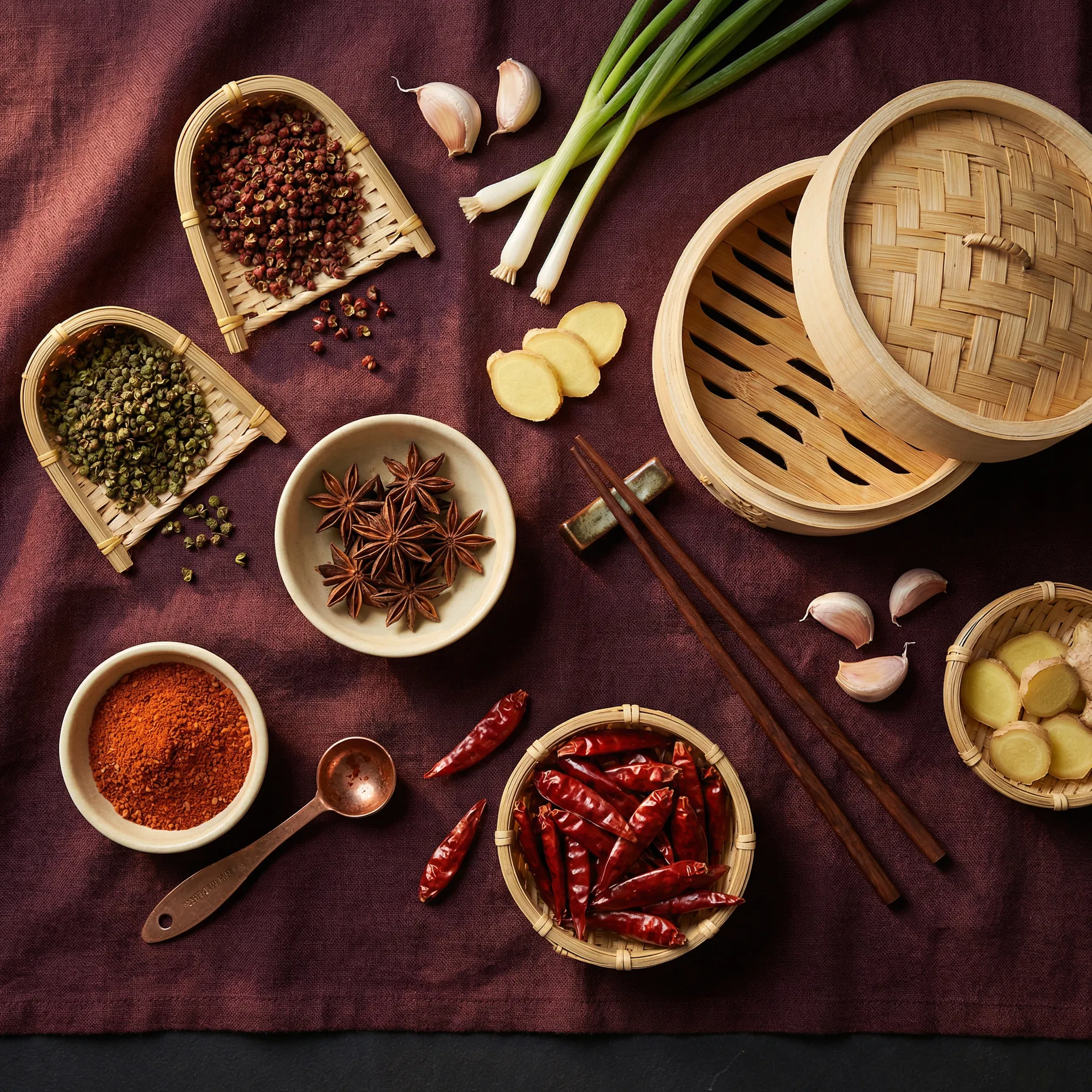 Sichuan spices and ingredients