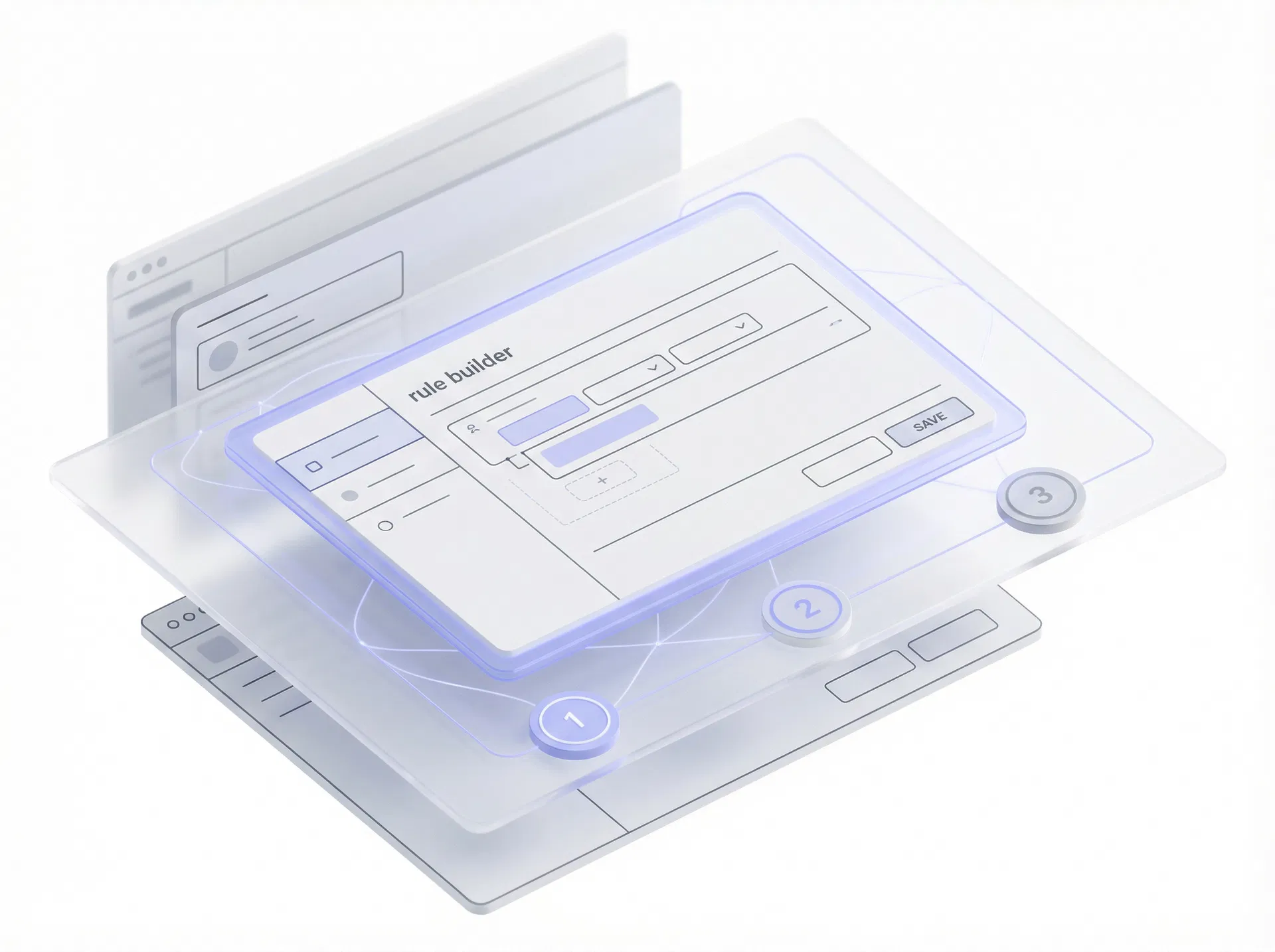 Illustration showing a firewall rule builder interface