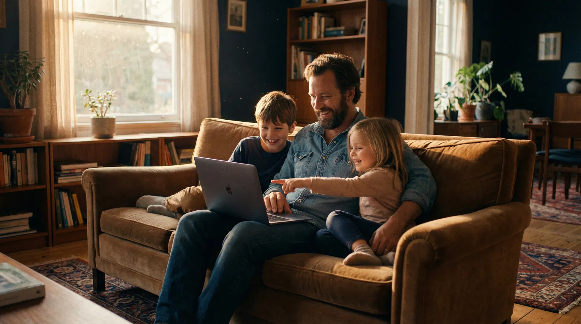 Family watching home movies