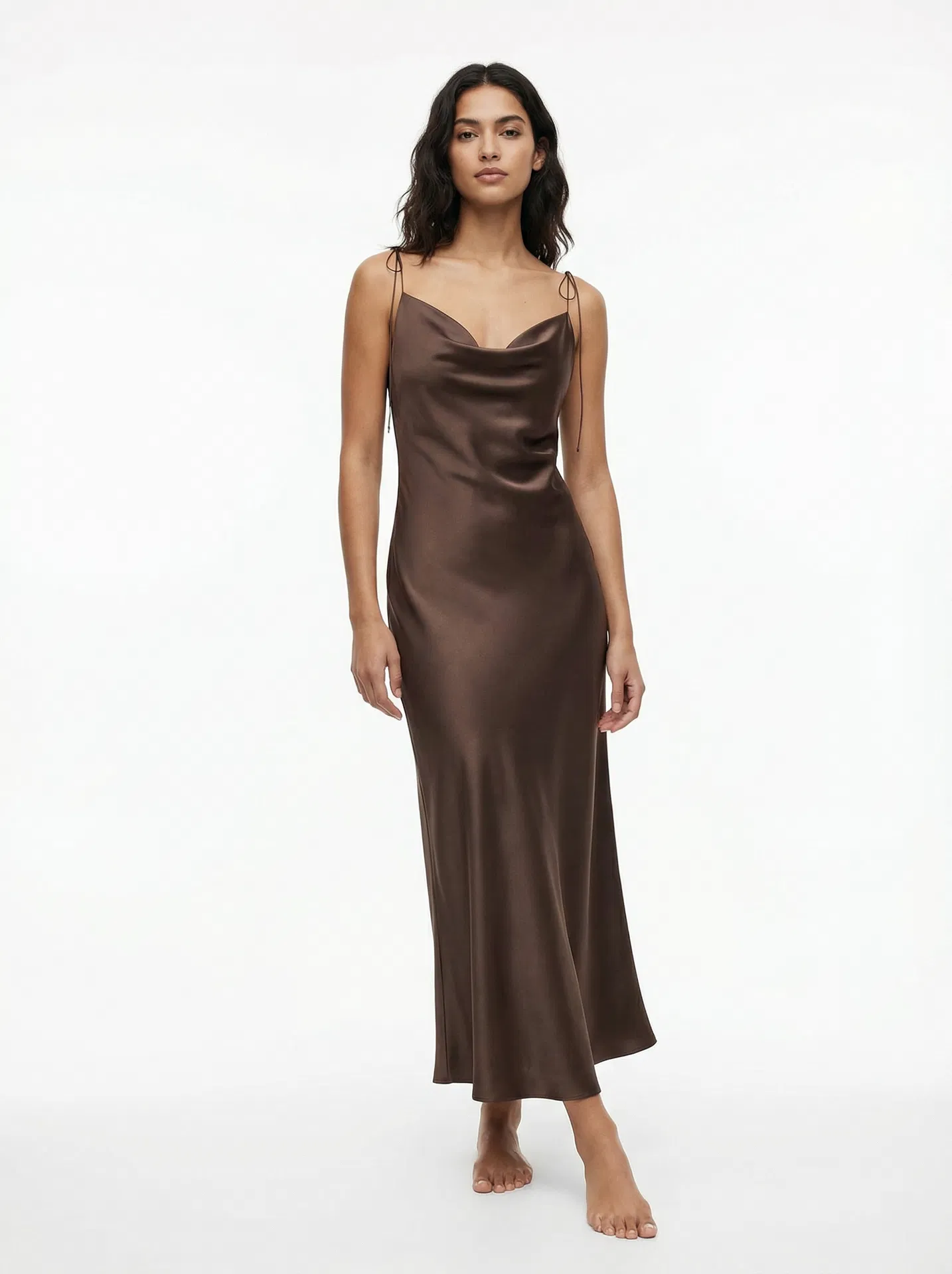 Cacao Silk Slip Dress