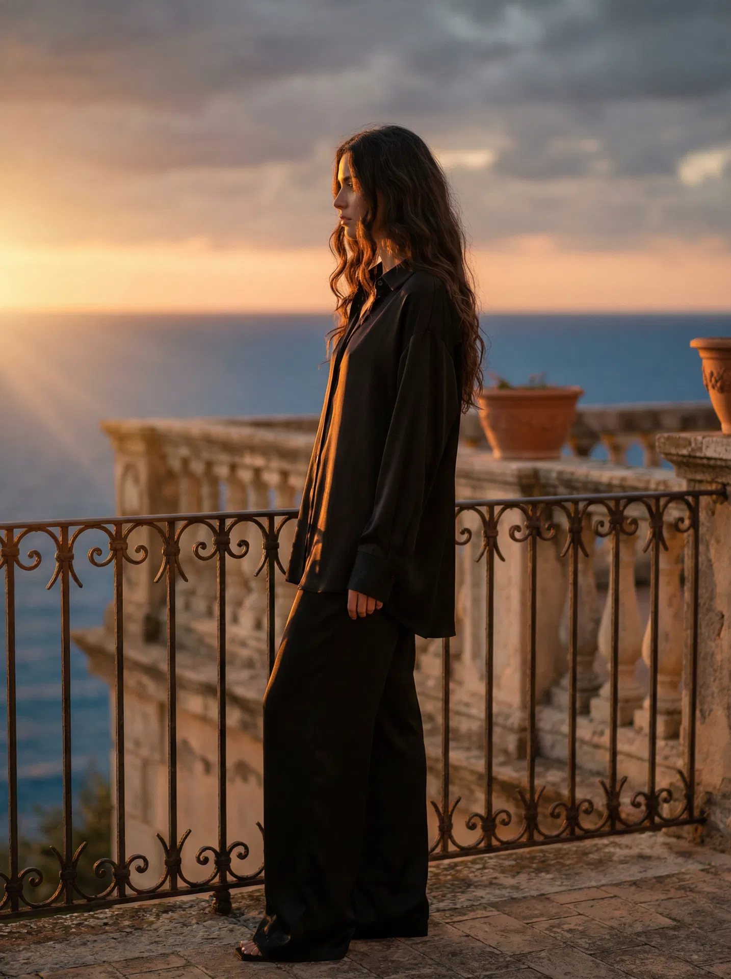 Noir Silk Lounge Set