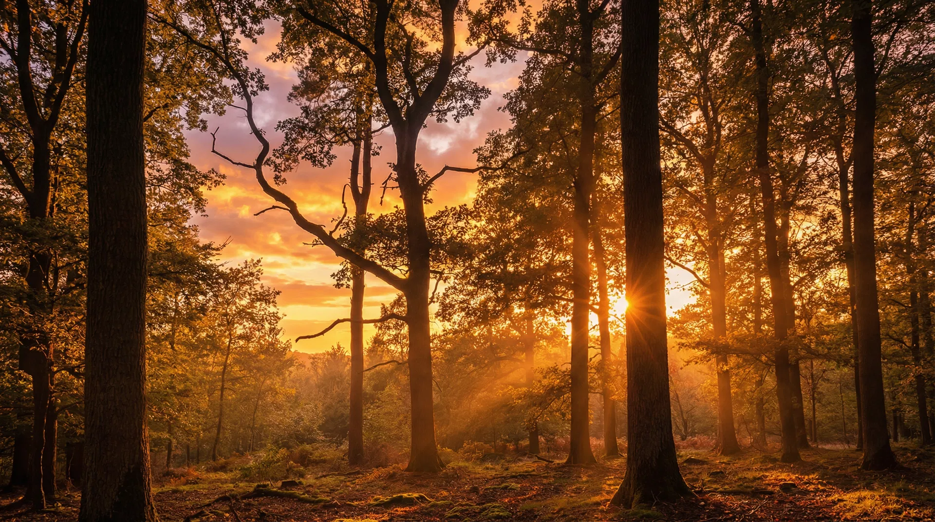 Beautiful sunset over trees