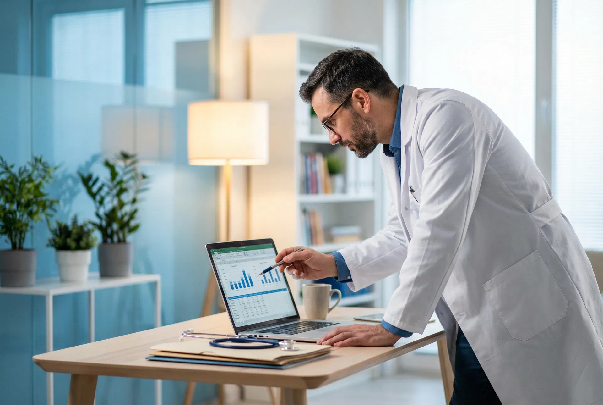 Physician reviewing practice cost savings