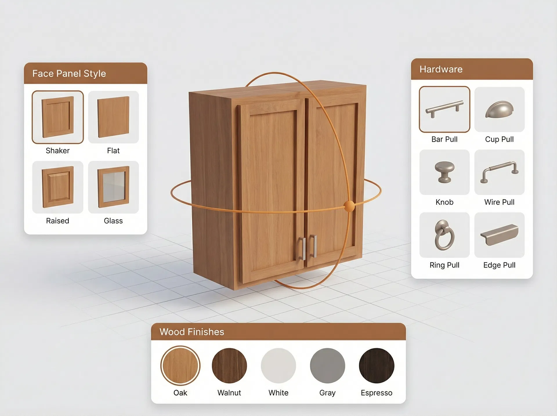 3D cabinet viewer with customization options