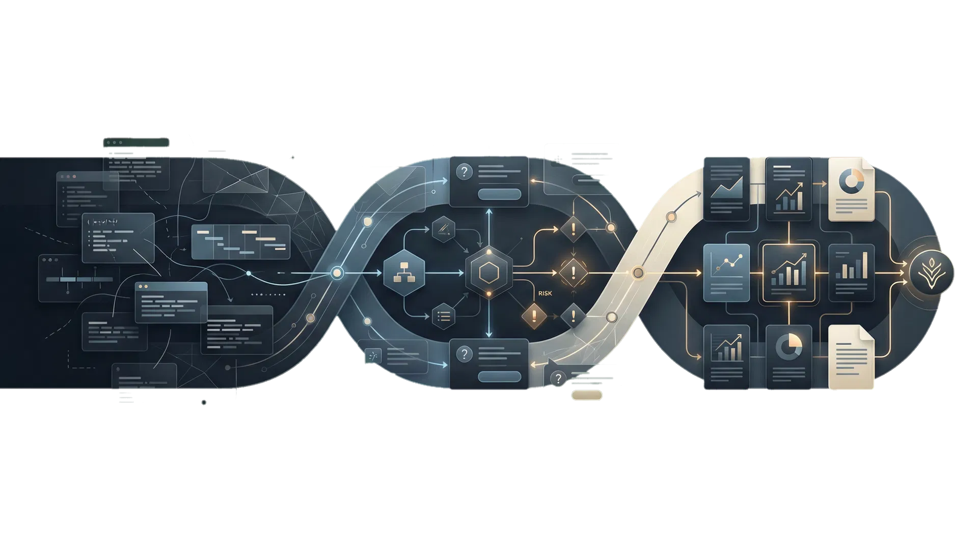 Premium process visualization showing BoostExec AI turning vague inputs into executive deliverables