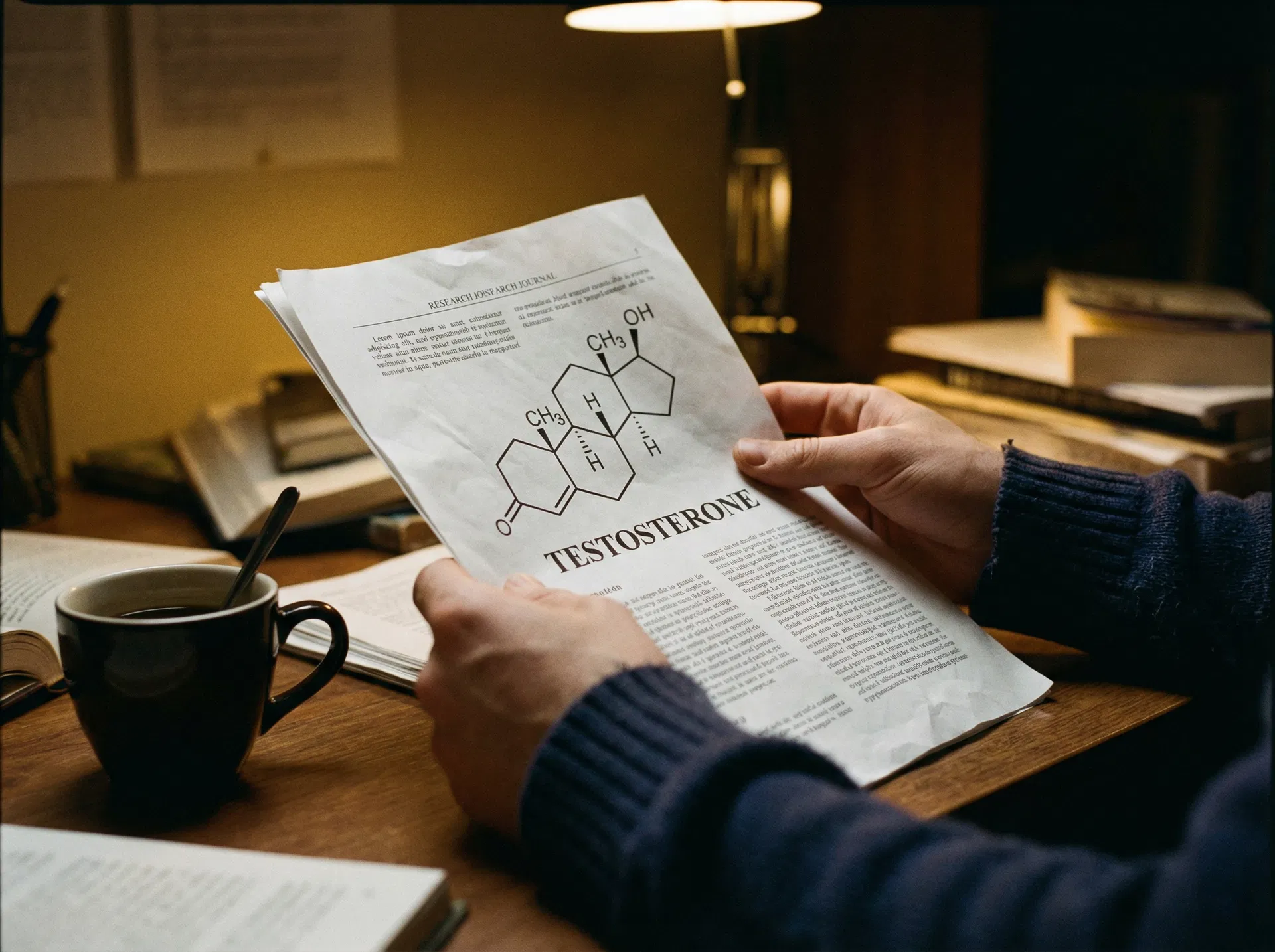Research paper showing testosterone molecular structure