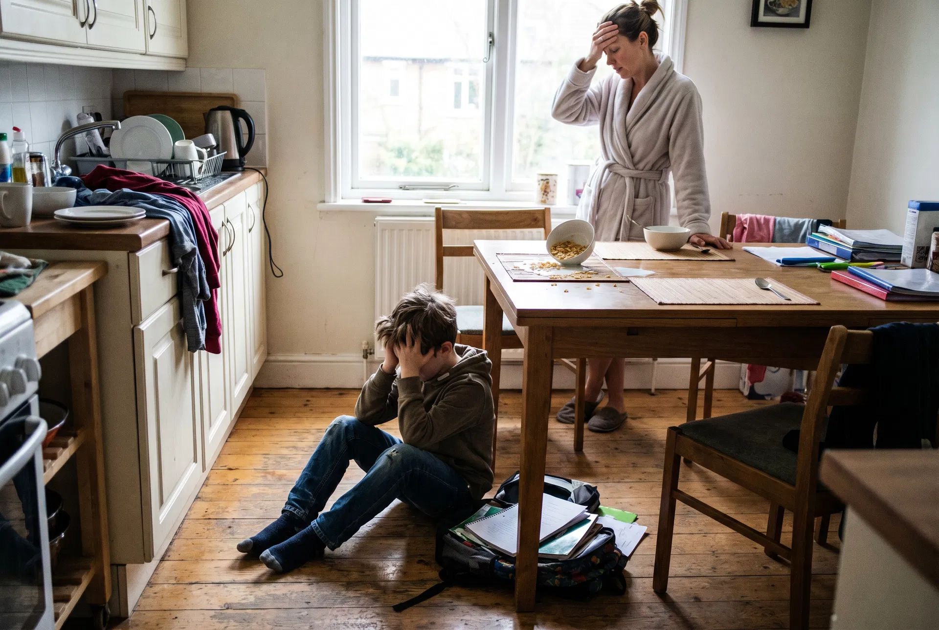 Chaotic school morning for ADHD family