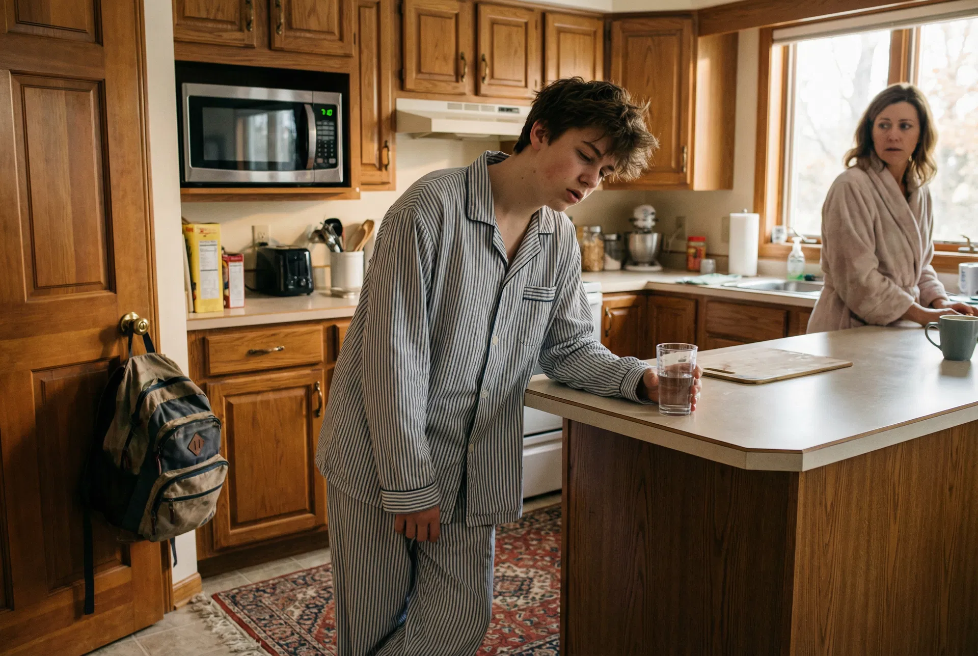 Teen groggy and disoriented in the kitchen at 7:10 AM after 5mg melatonin