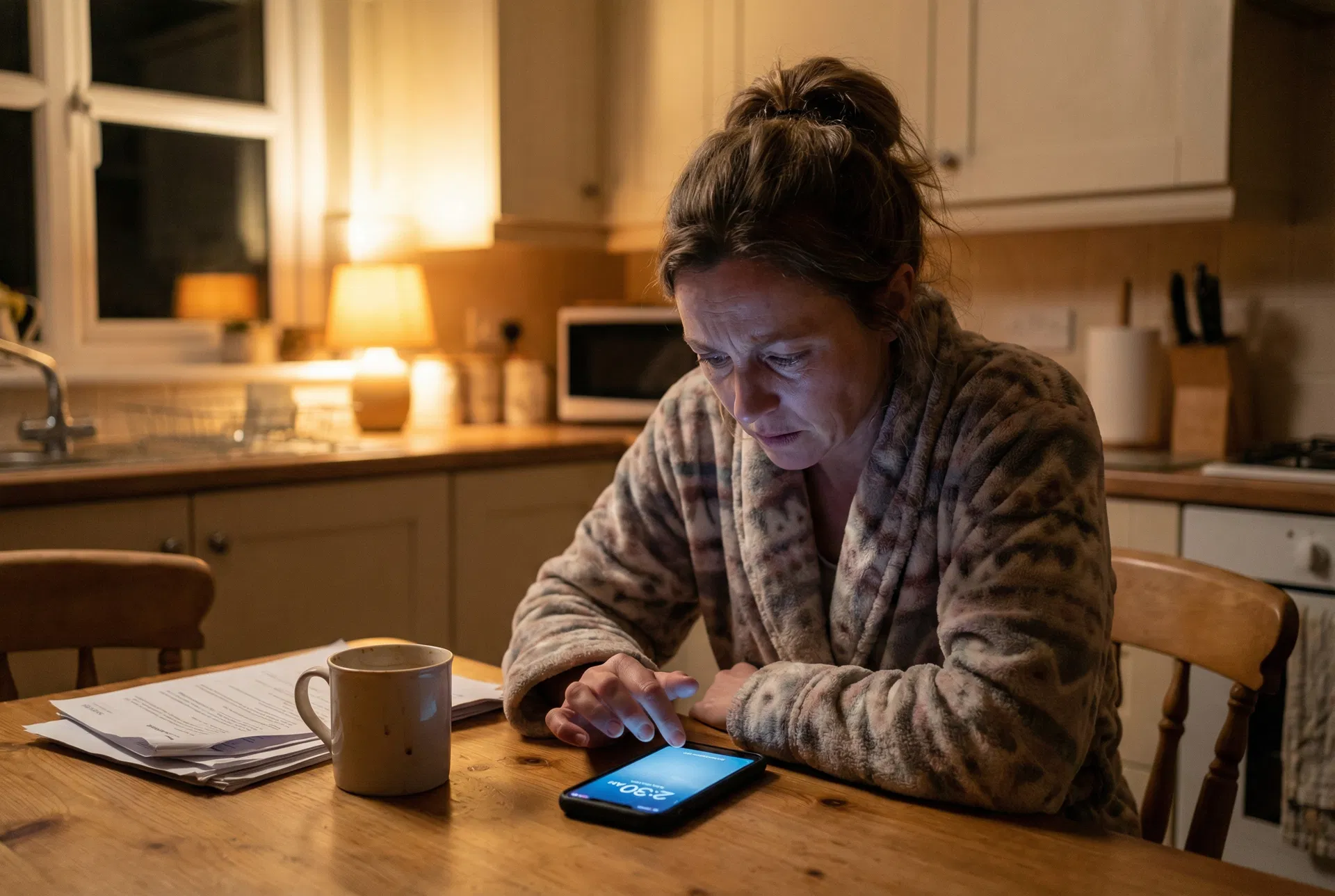 Mom searching on her phone at 2:30 AM