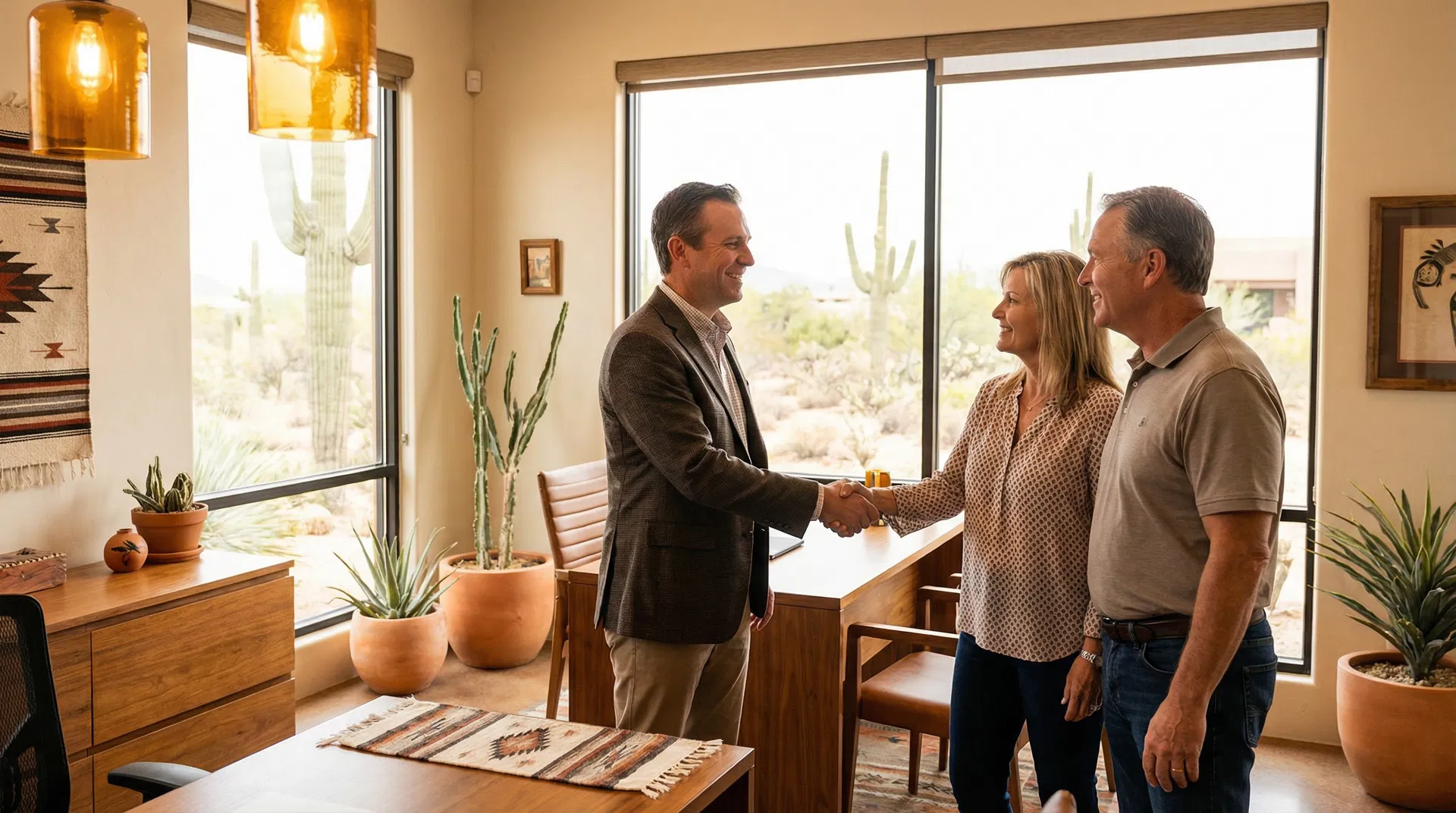 Insurance agent meeting with clients