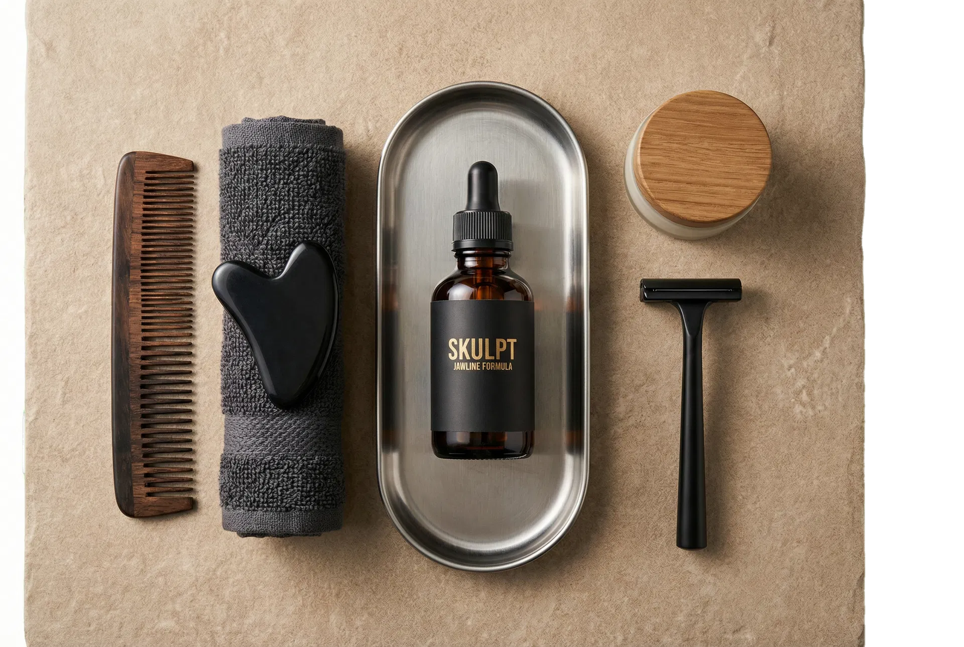 SKULPT laid out as a clean one-bottle grooming system