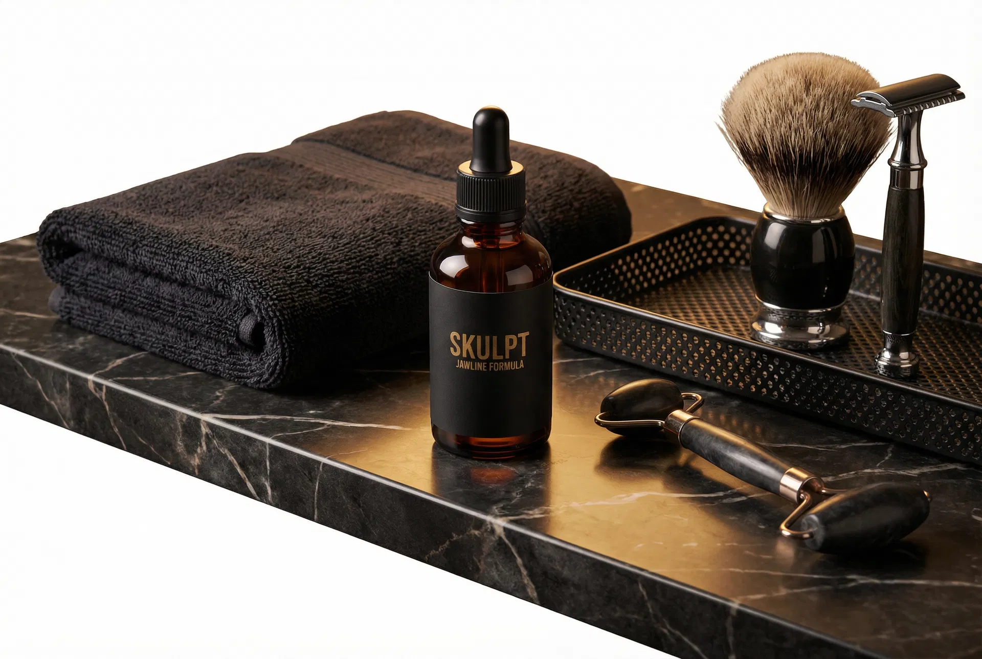 SKULPT product still life on a marble shelf