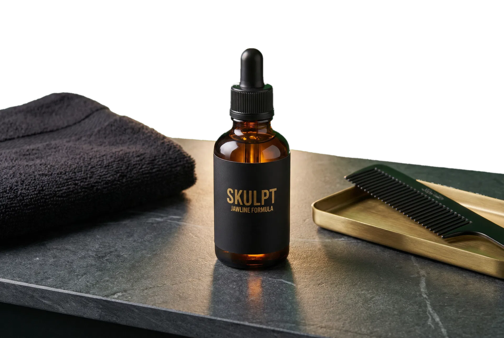 SKULPT on a clean premium bathroom counter showing an easy routine