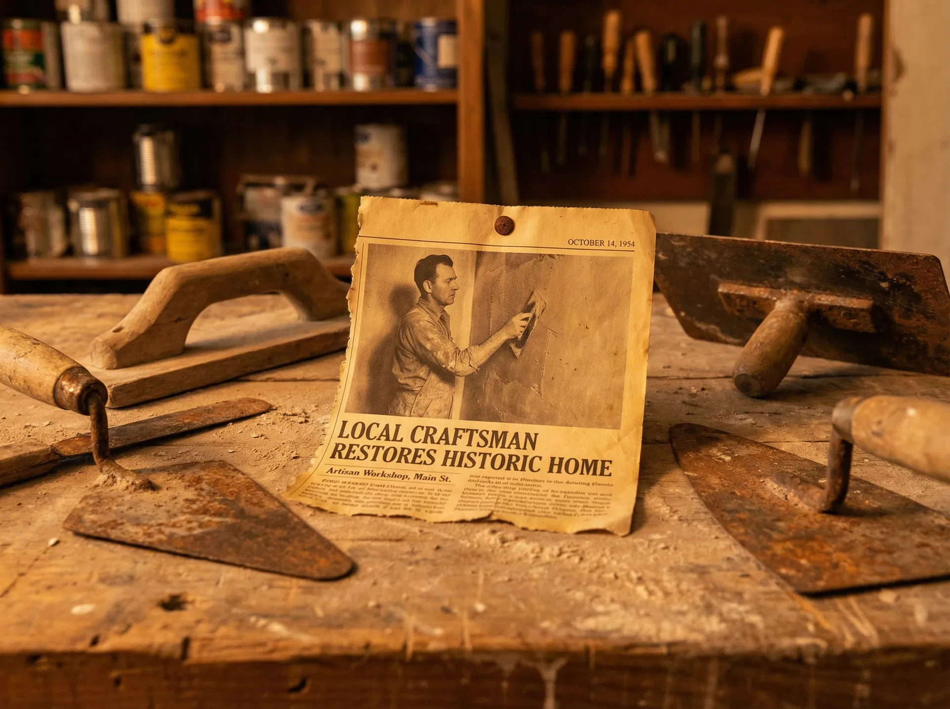 Vintage newspaper clipping about Brainerd Plastering