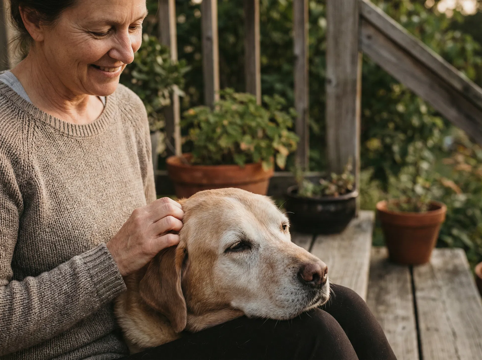 Dog owner bonding with their dog