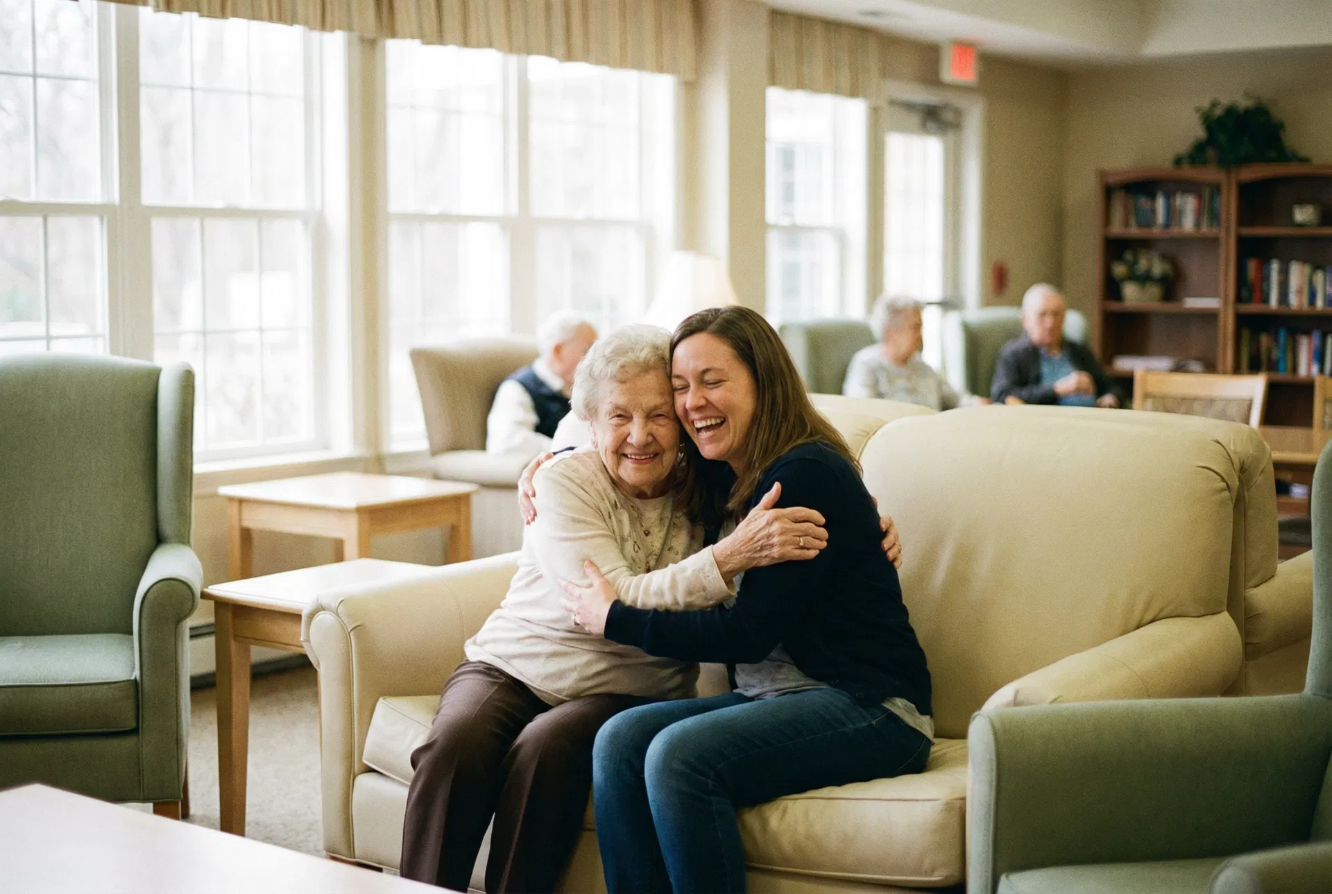Family moment in senior living community