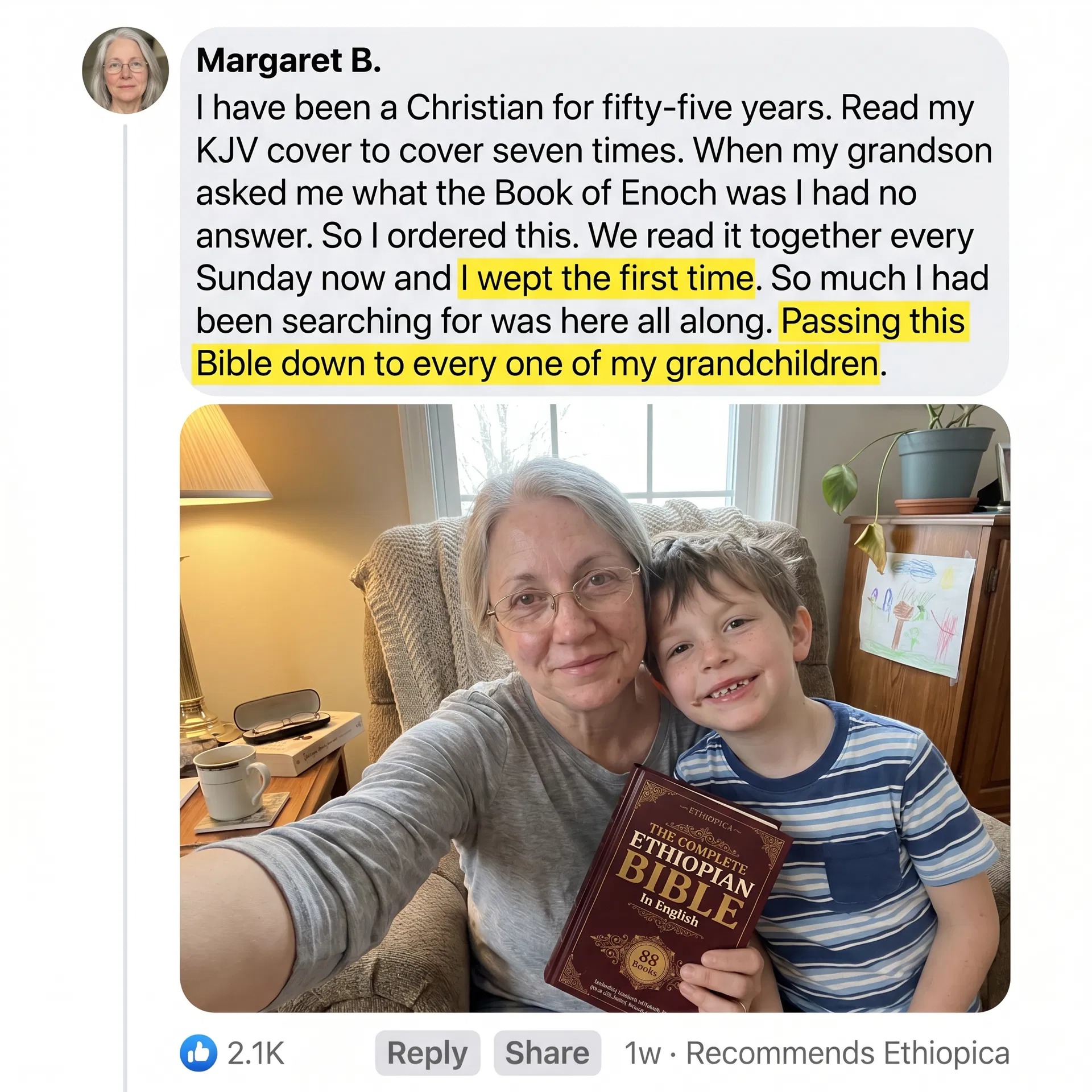 Margaret B., Facebook review — passing this Bible down to every one of my grandchildren