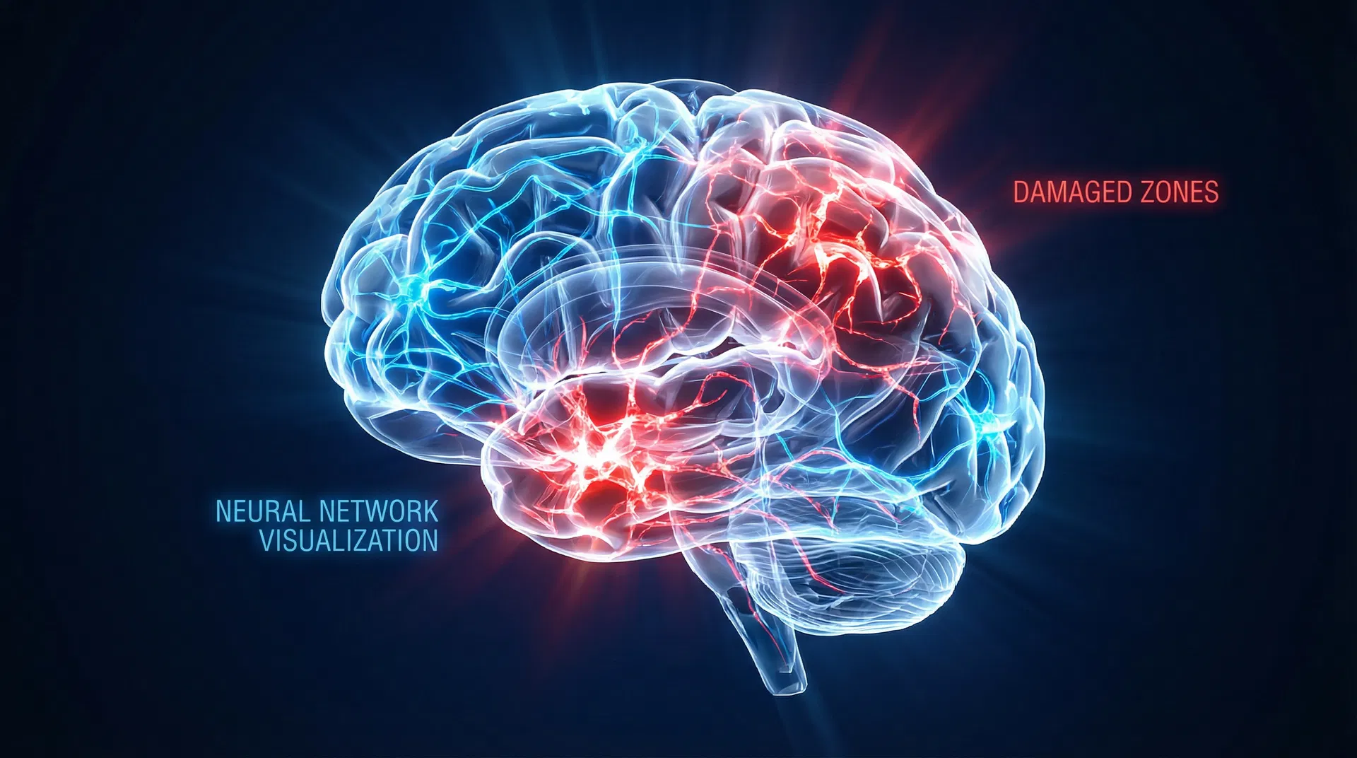 Brain neural damage visualization