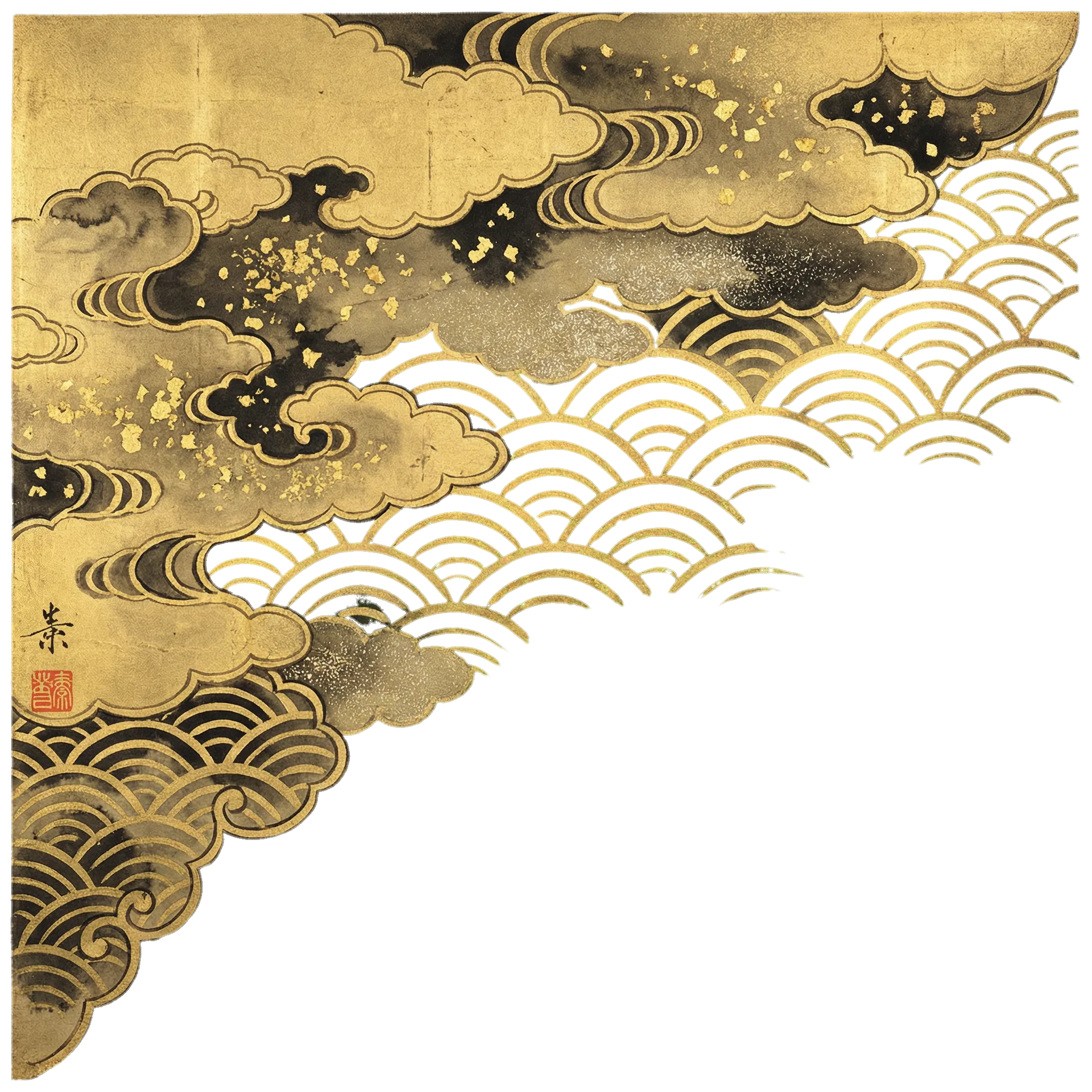 金箔調の和風コーナー装飾