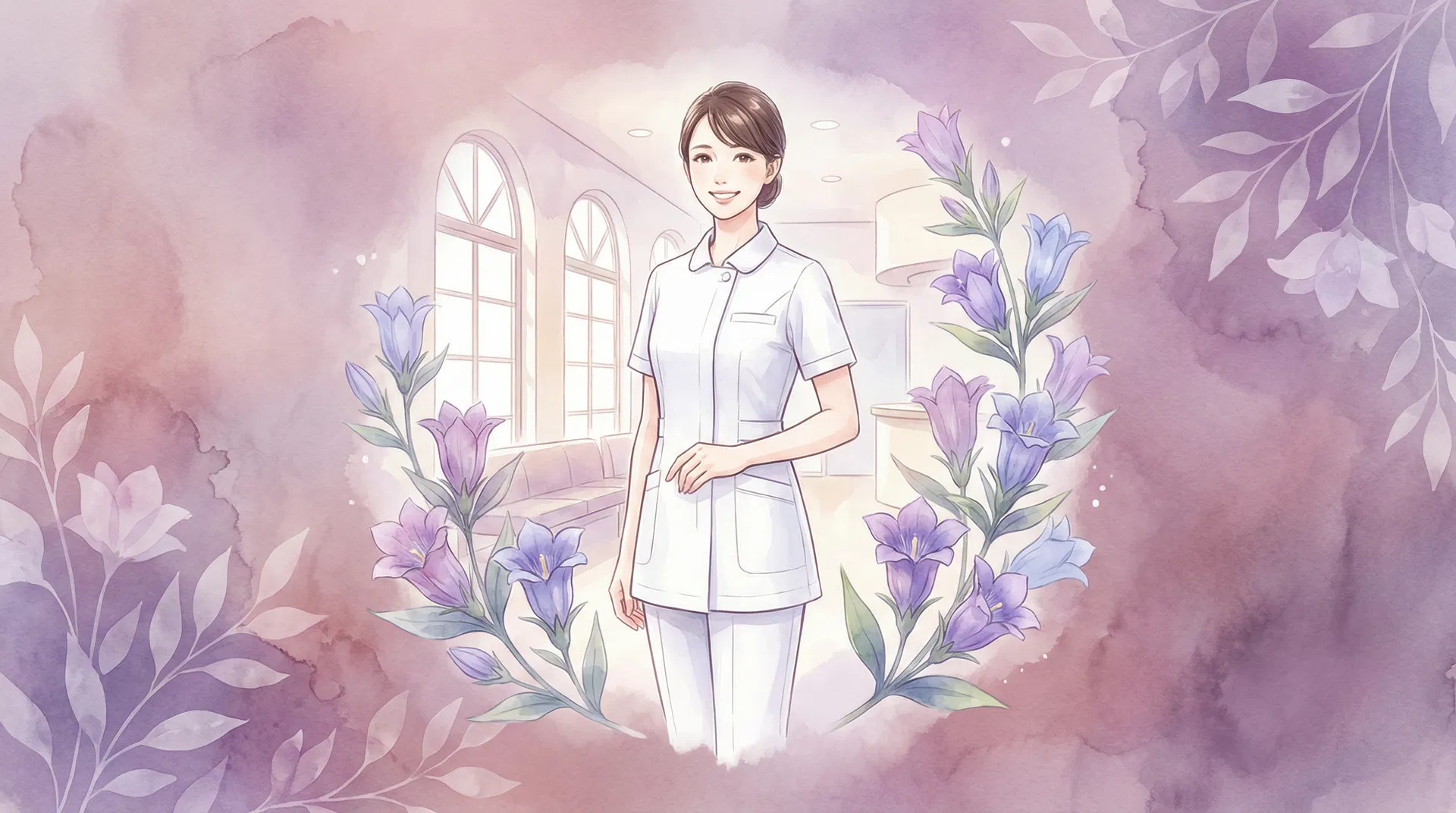 RINDOHの世界観 - りんどうの花に囲まれた医療スタッフ