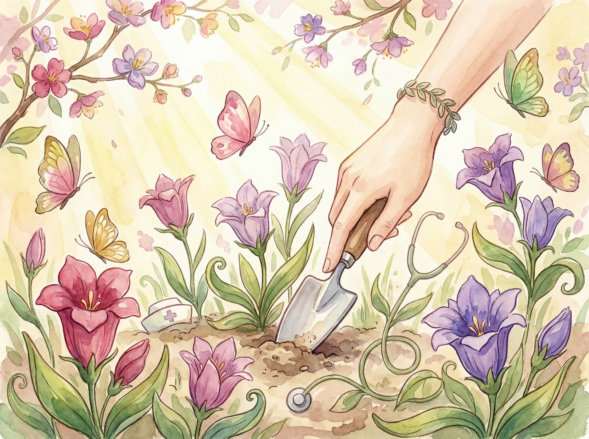 RINDOHの解決策 - りんどうの花に囲まれた採用支援のイメージ