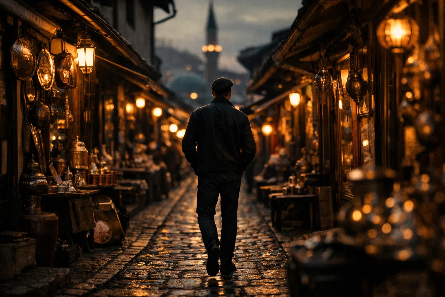 Sarajevo old bazaar at night