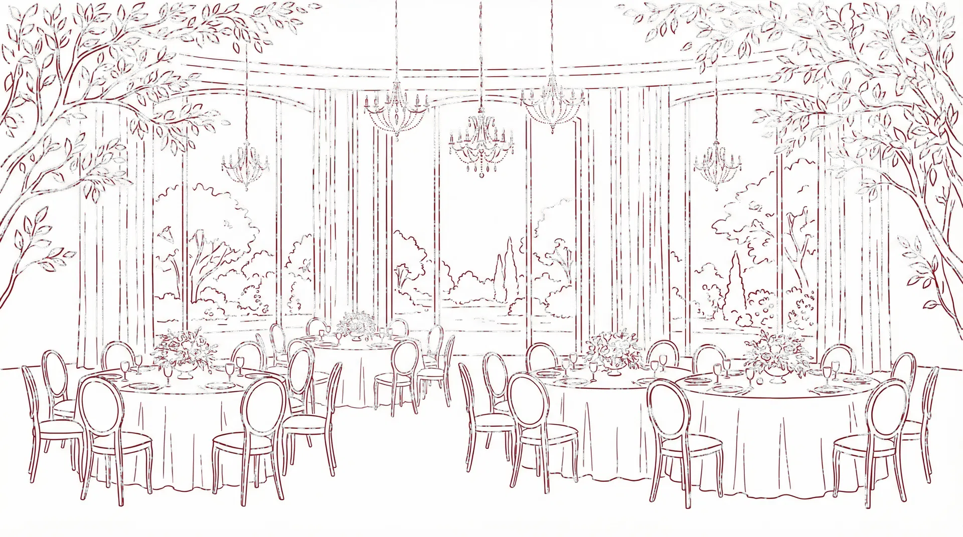 Palace Hotel Tokyo banquet hall illustration