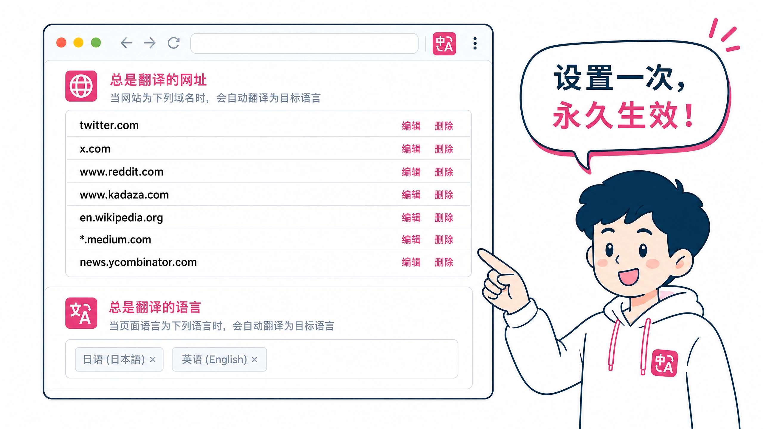IMT SEO 浏览网页自动翻译插件完全指南2026 插图 自动翻译按网站语言设置 v2